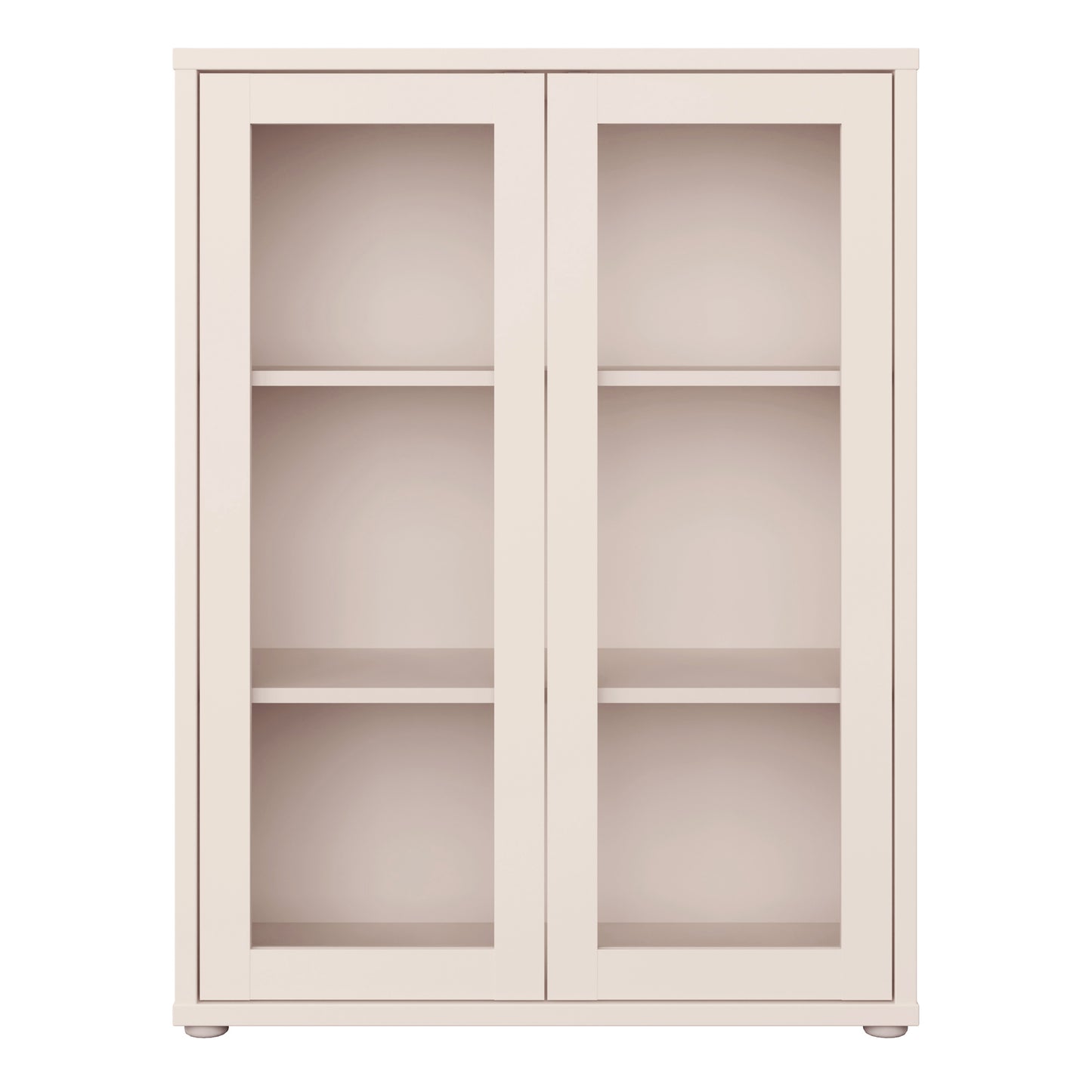 Alice Springs Low Glass Fronted Cabinet with 2 Push-to-Open Doors in Sand