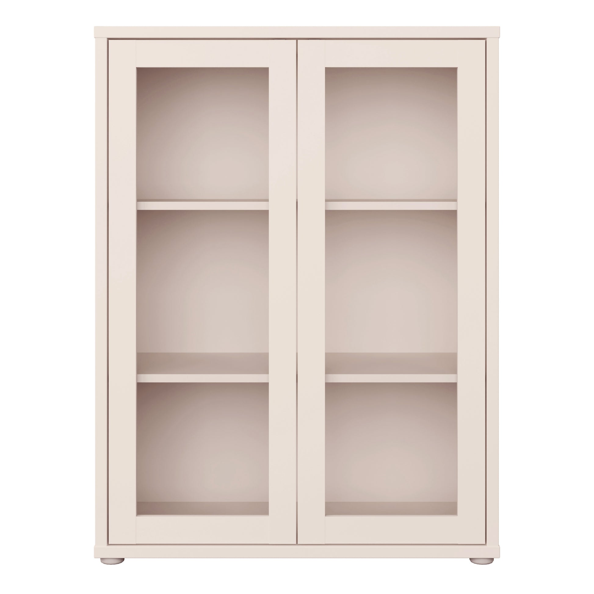 Alice Springs Low Glass Fronted Cabinet with 2 Push-to-Open Doors in Sand