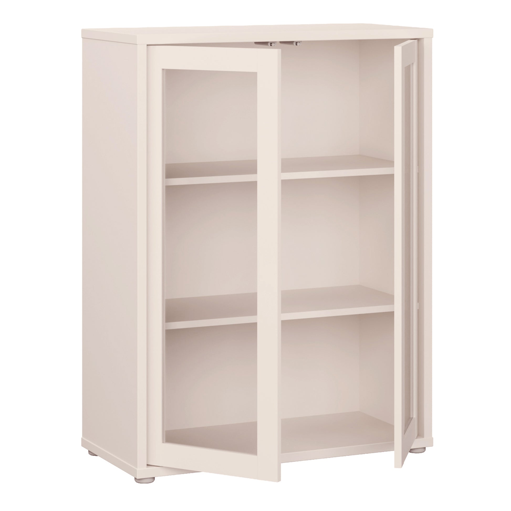 Alice Springs Low Glass Fronted Cabinet with 2 Push-to-Open Doors in Sand