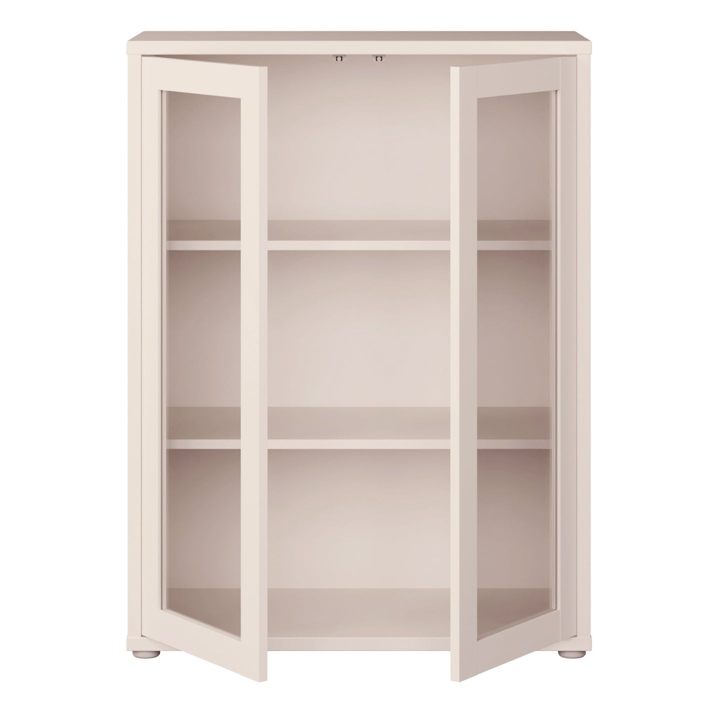 Alice Springs Low Glass Fronted Cabinet with 2 Push-to-Open Doors in Sand