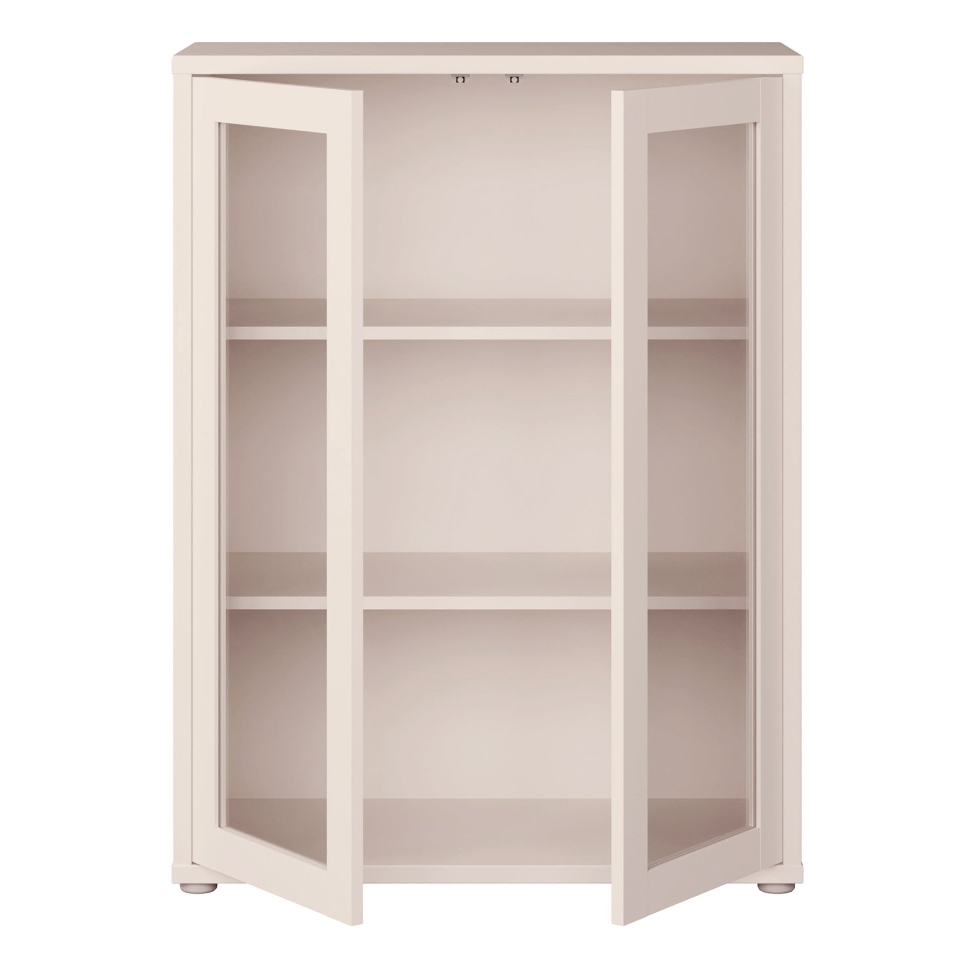 Alice Springs Low Glass Fronted Cabinet with 2 Push-to-Open Doors in Sand