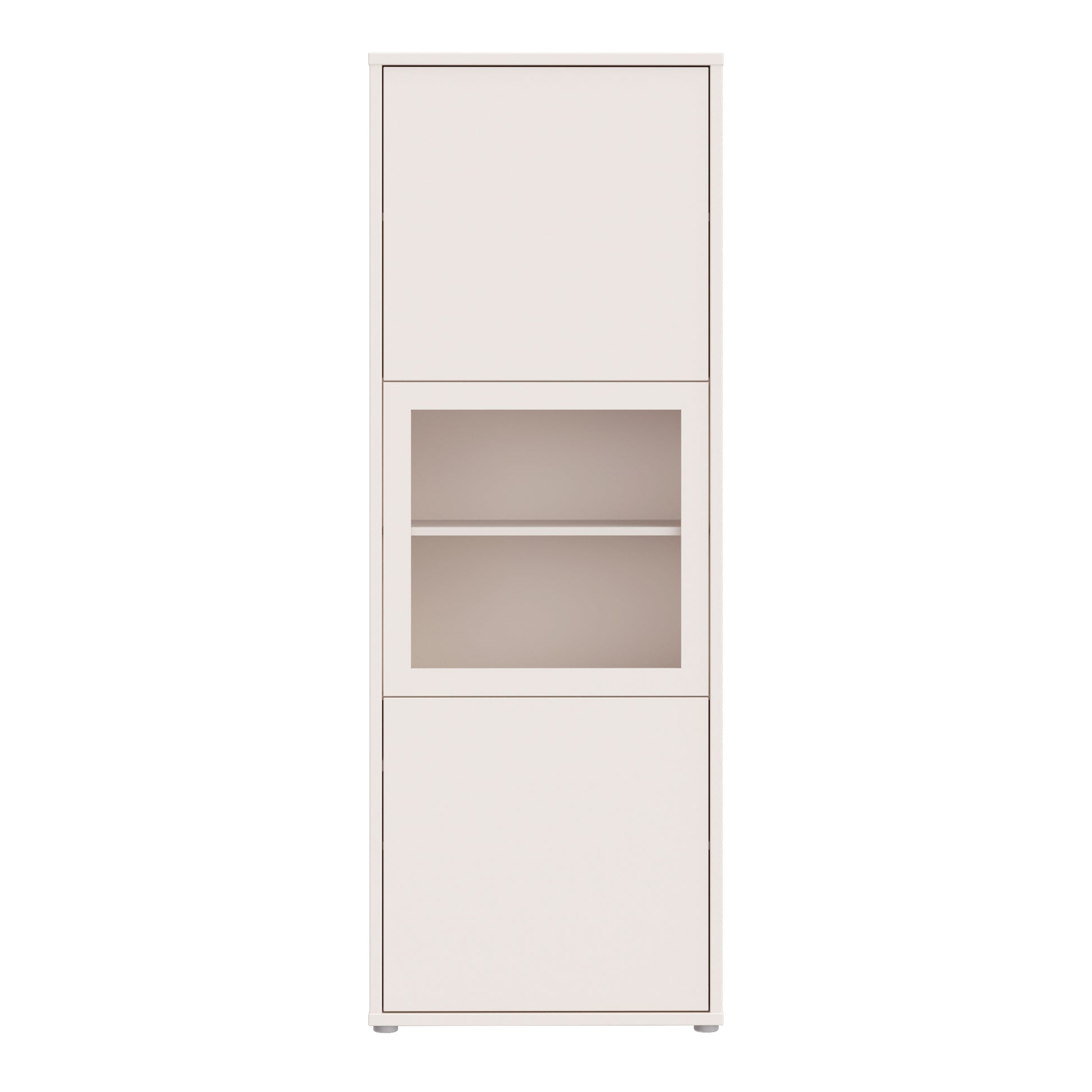 Alice Springs Narrow Display Cabinet with 3 Push-to-Open Doors in Sand