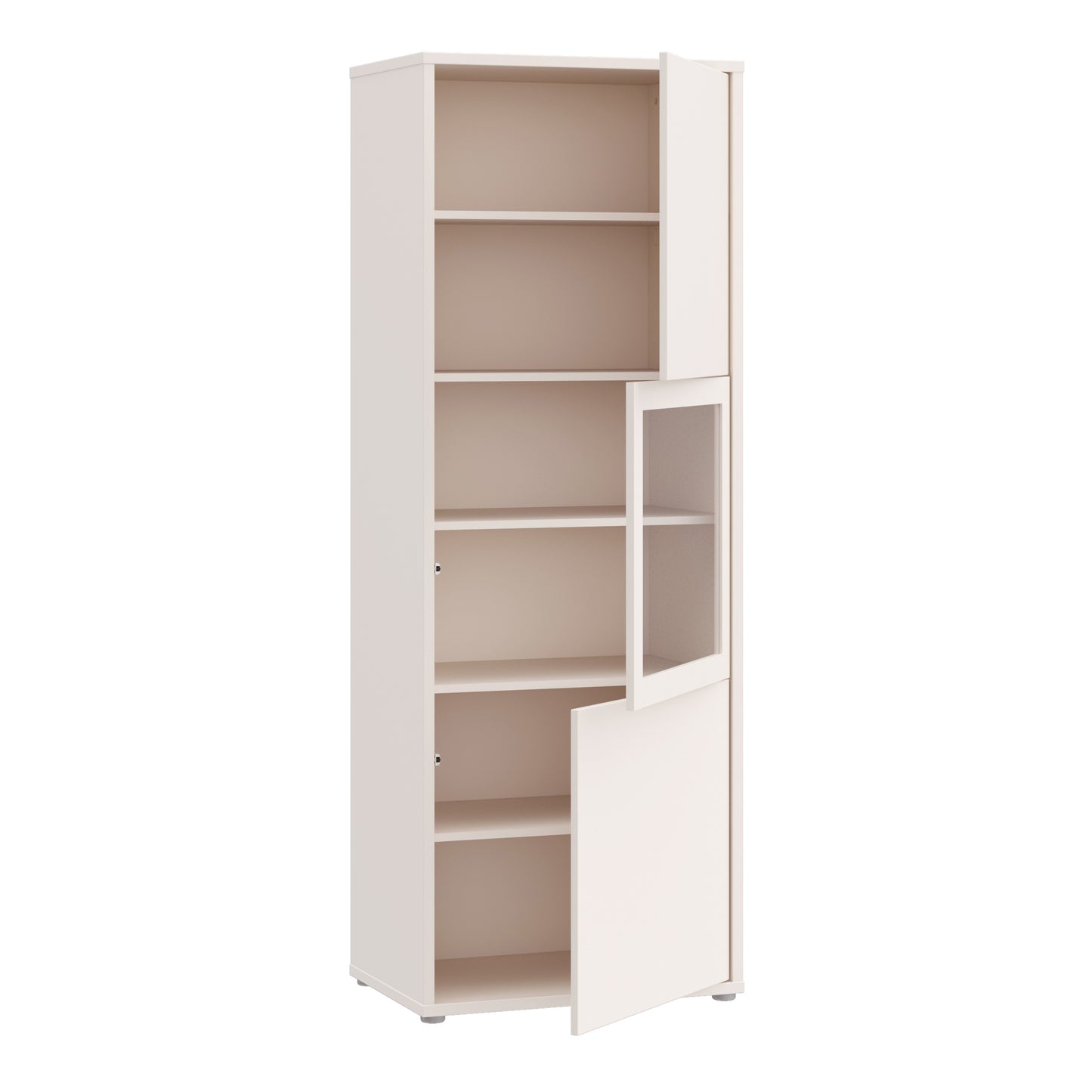 Alice Springs Narrow Display Cabinet with 3 Push-to-Open Doors in Sand