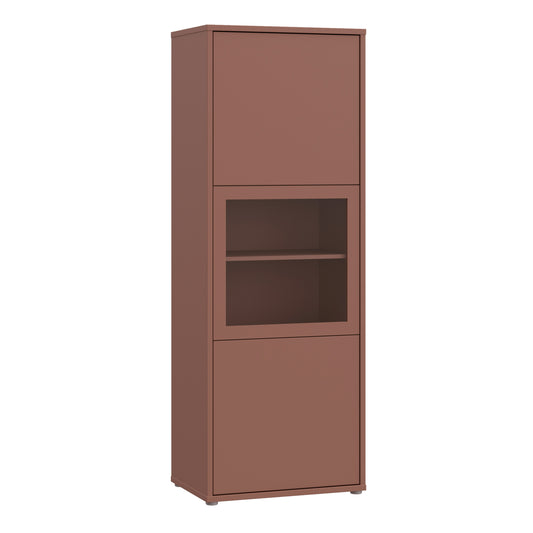 Alice Springs Narrow Display Cabinet with 3 Push-to-Open Doors in Terracotta