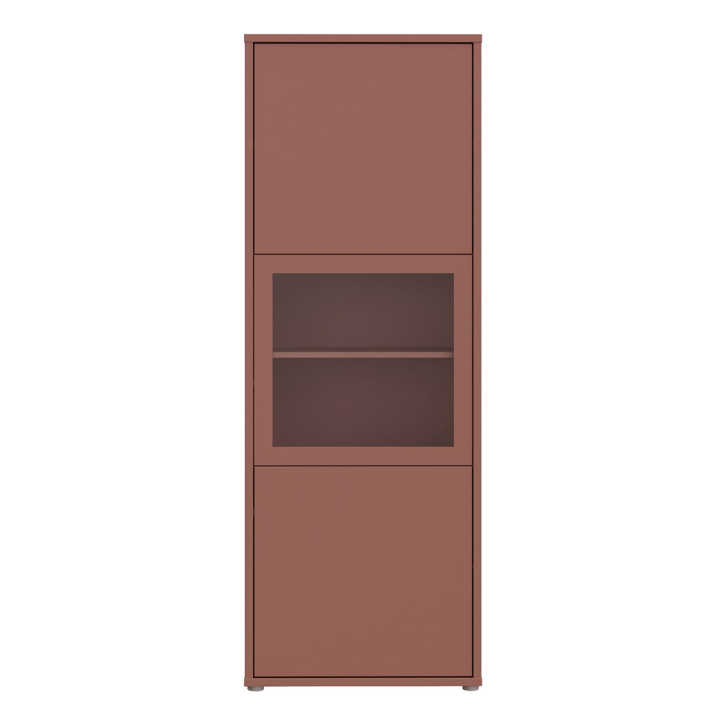 Alice Springs Narrow Display Cabinet with 3 Push-to-Open Doors in Terracotta