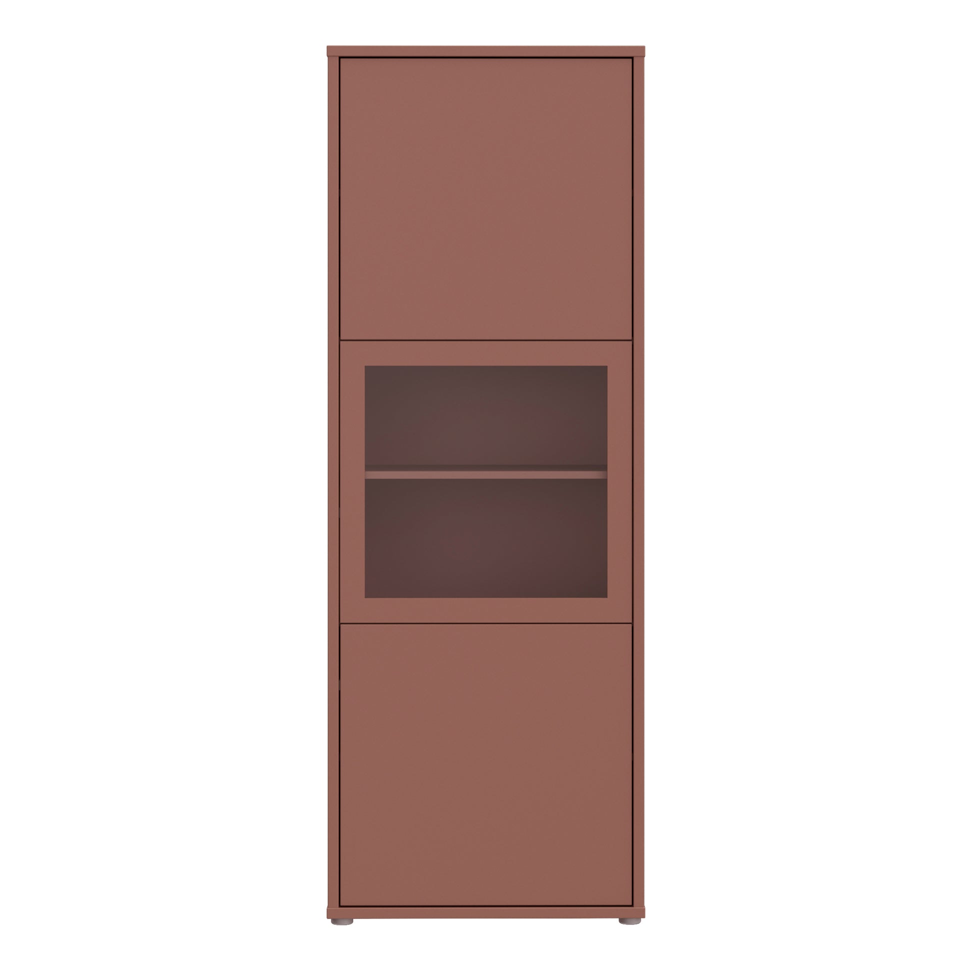 Alice Springs Narrow Display Cabinet with 3 Push-to-Open Doors in Terracotta