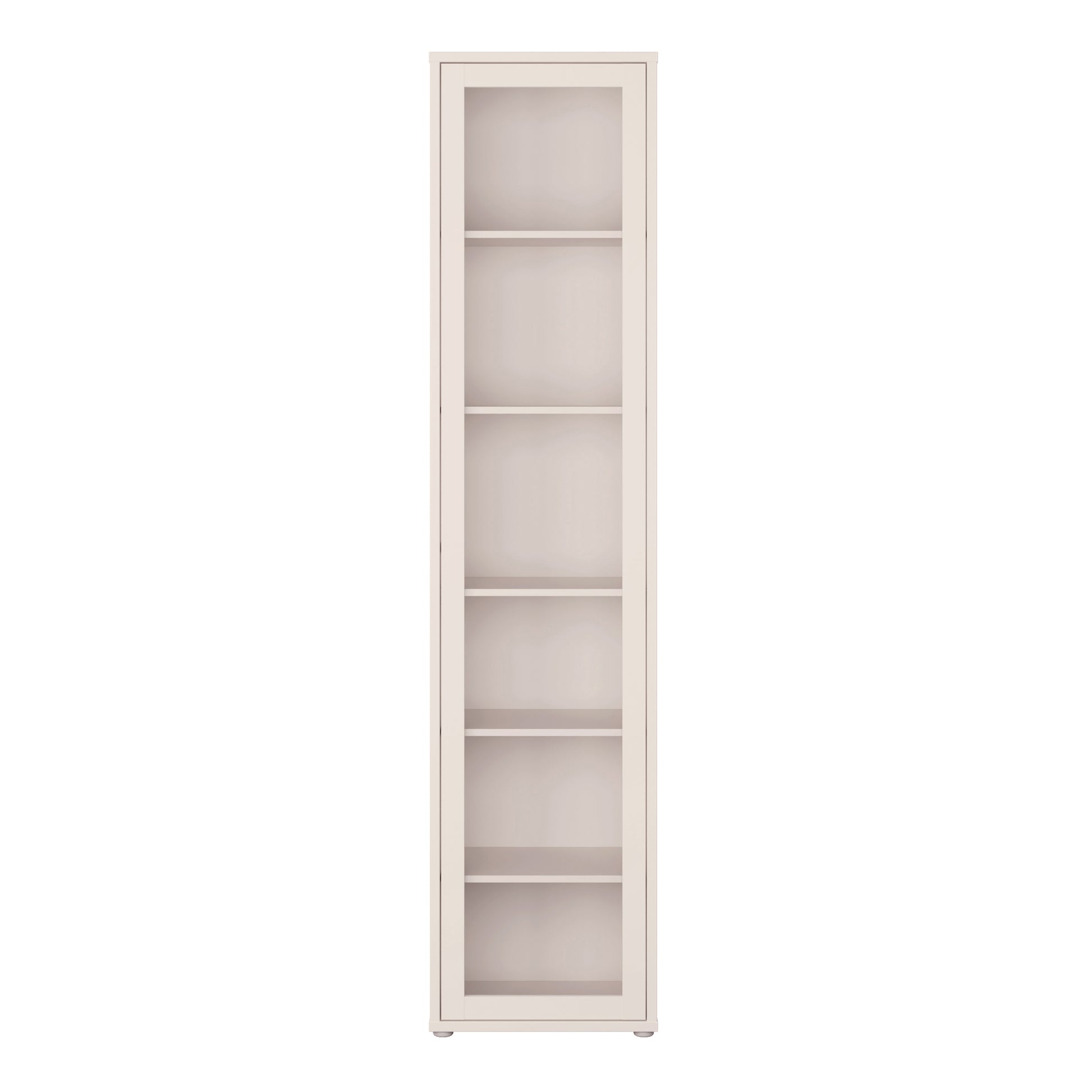 Alice Springs Slim Tall Display Cabinet with 1 Glass Door Push-to-Open & 5 Shelves in Sand