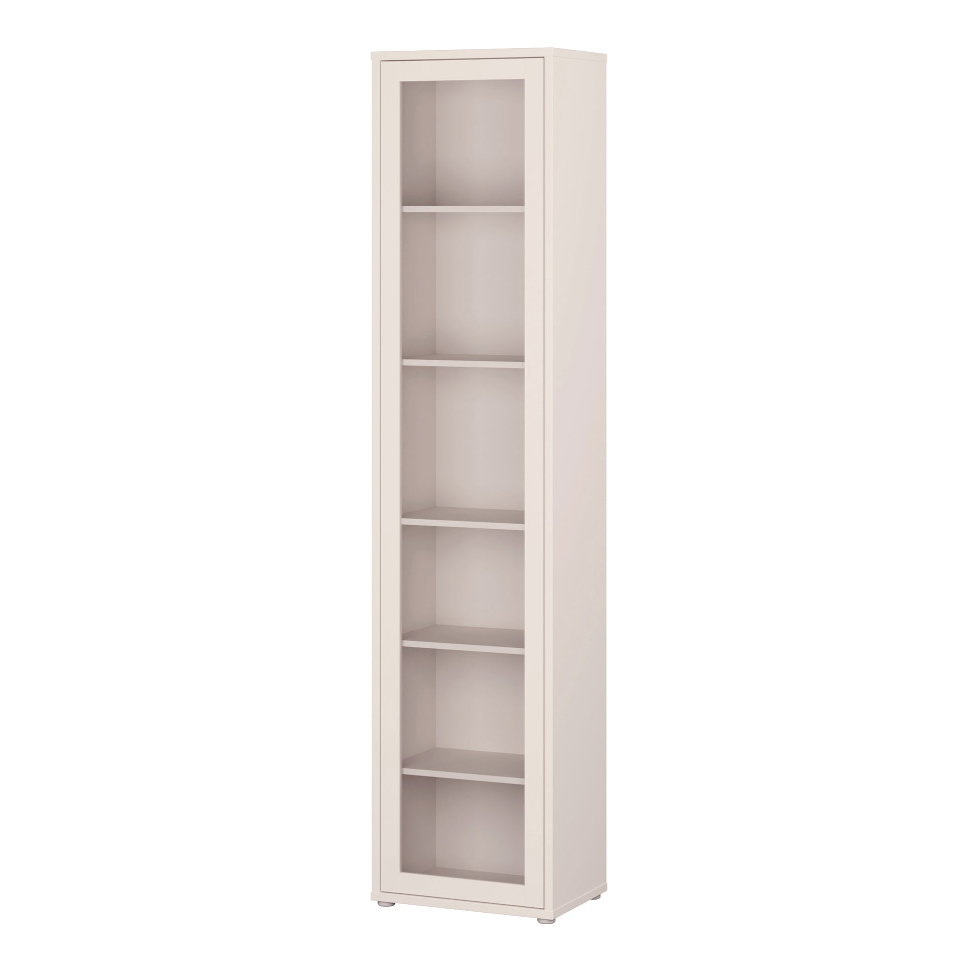 Alice Springs Slim Tall Display Cabinet with 1 Glass Door Push-to-Open & 5 Shelves in Sand