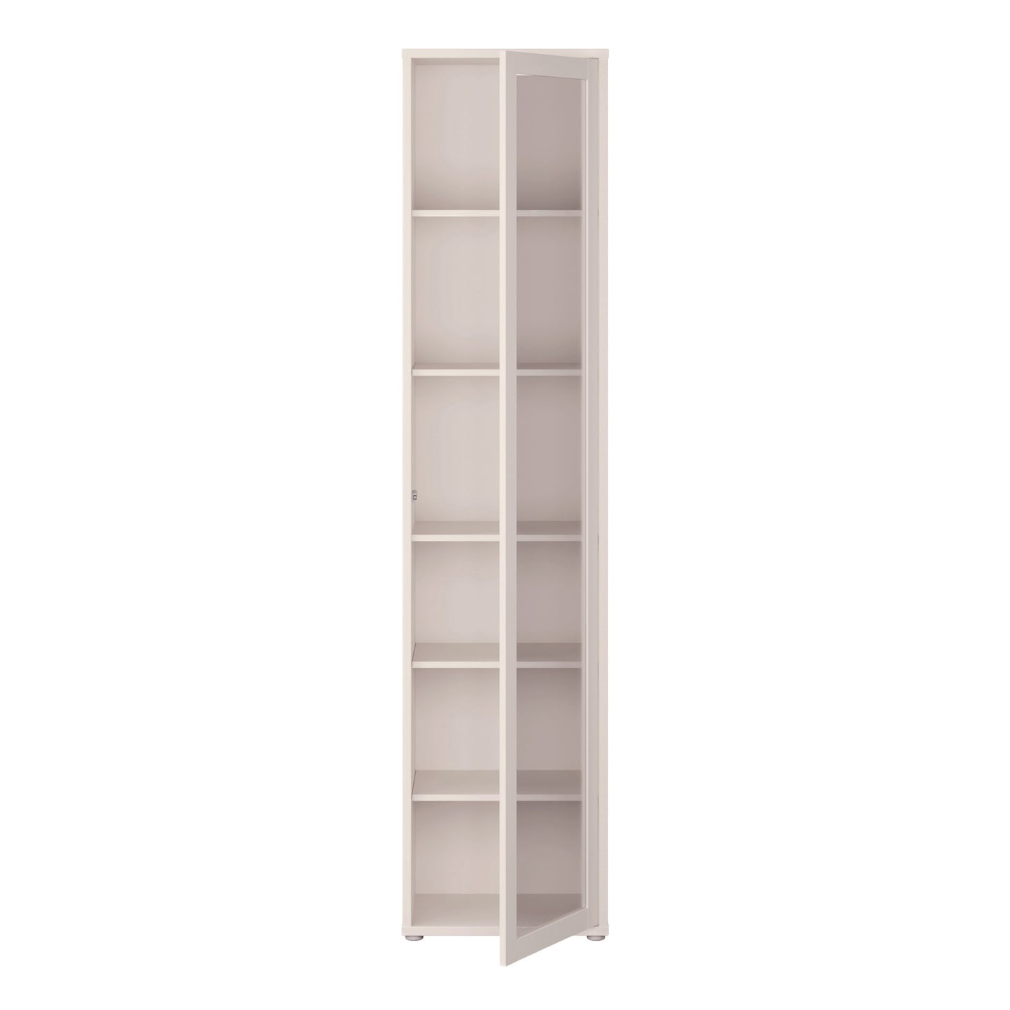 Alice Springs Slim Tall Display Cabinet with 1 Glass Door Push-to-Open & 5 Shelves in Sand