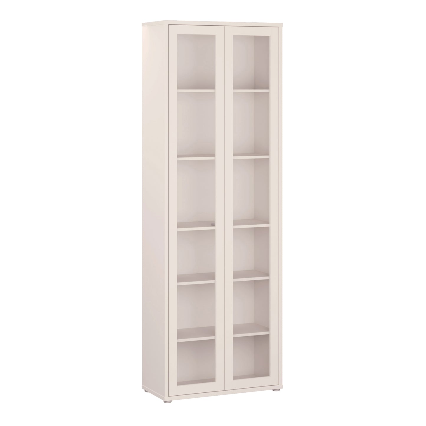 Alice Springs Slim Tall Display Cabinet with 2 Glass Doors Push-to-Open & 5 Shelves in Sand