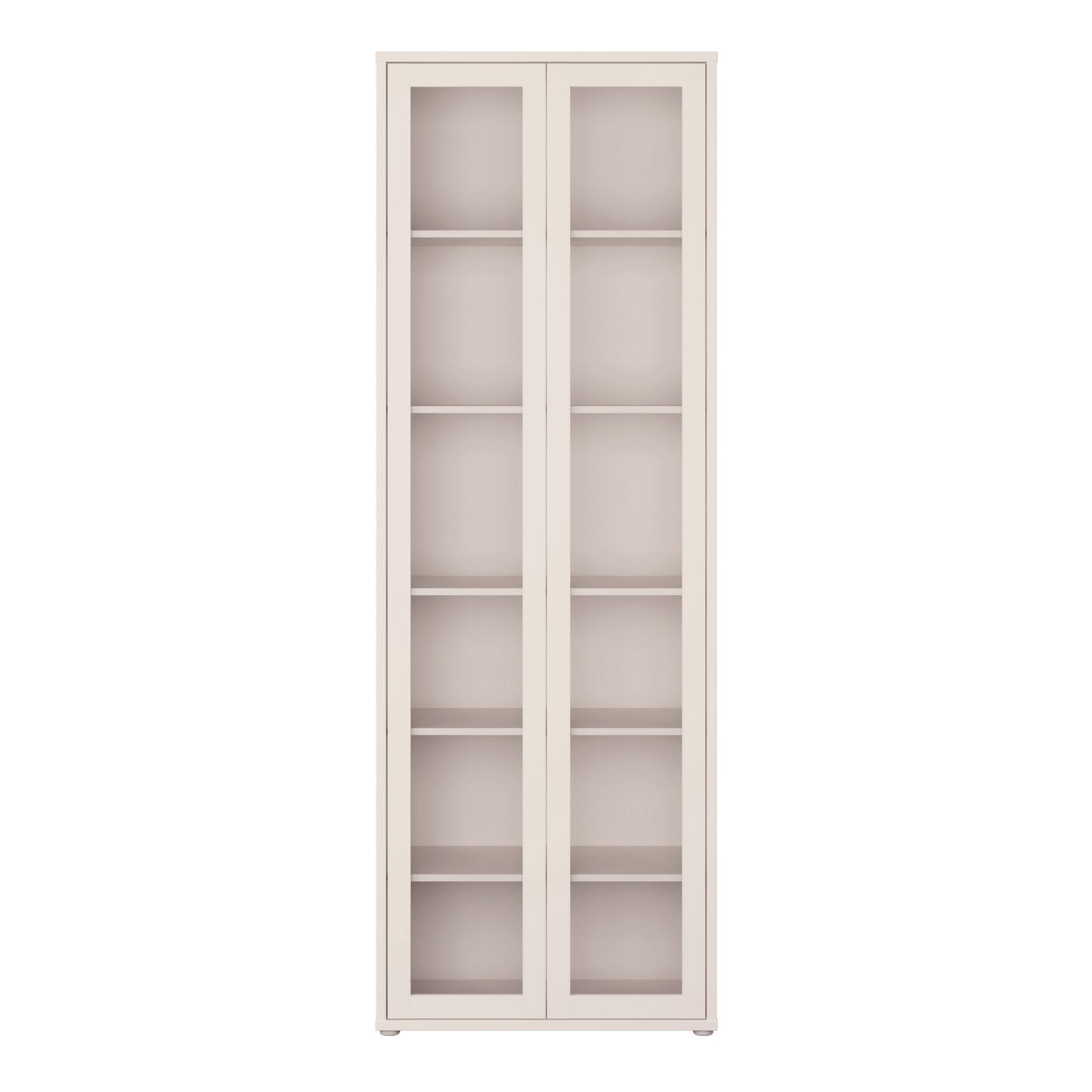 Alice Springs Slim Tall Display Cabinet with 2 Glass Doors Push-to-Open & 5 Shelves in Sand
