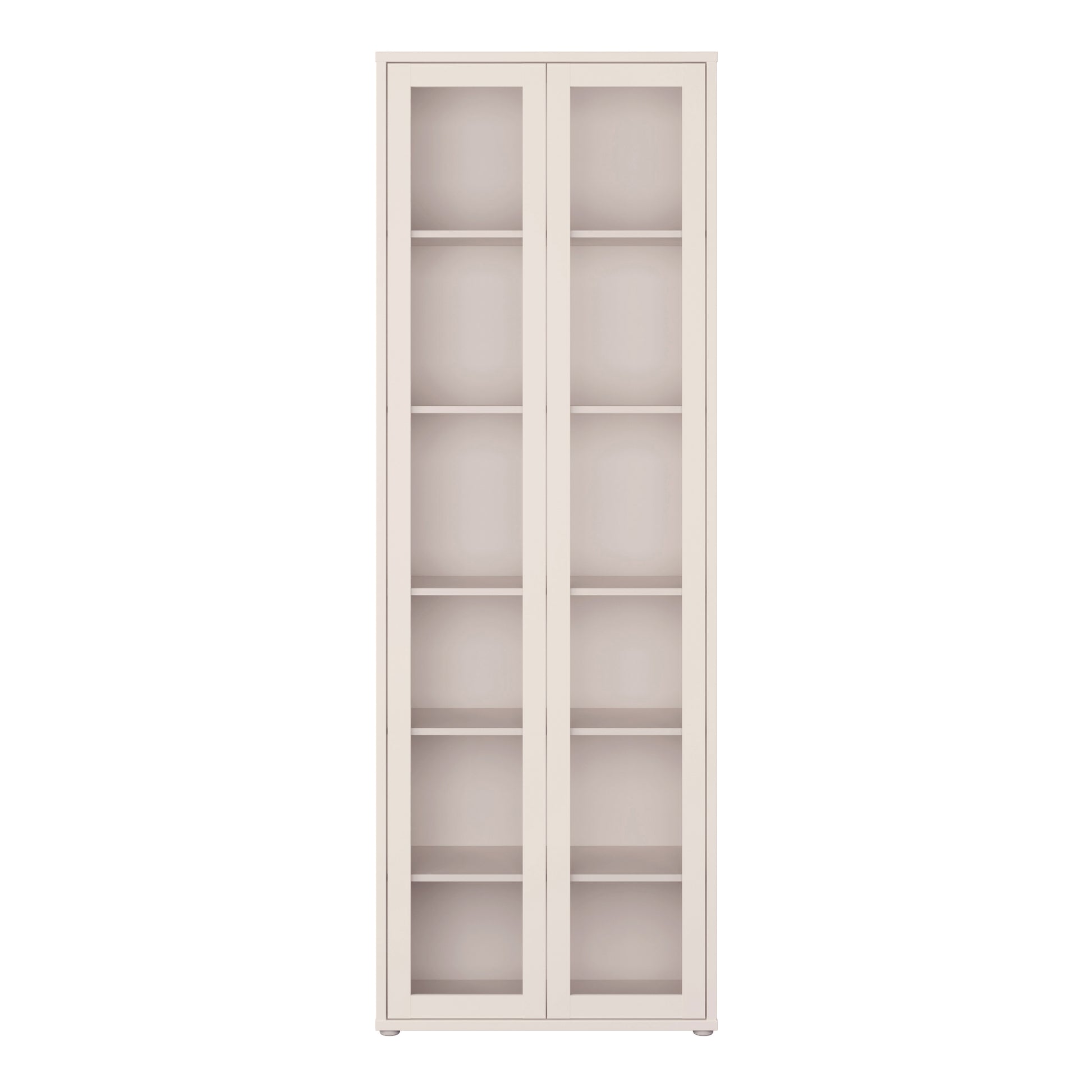 Alice Springs Slim Tall Display Cabinet with 2 Glass Doors Push-to-Open & 5 Shelves in Sand