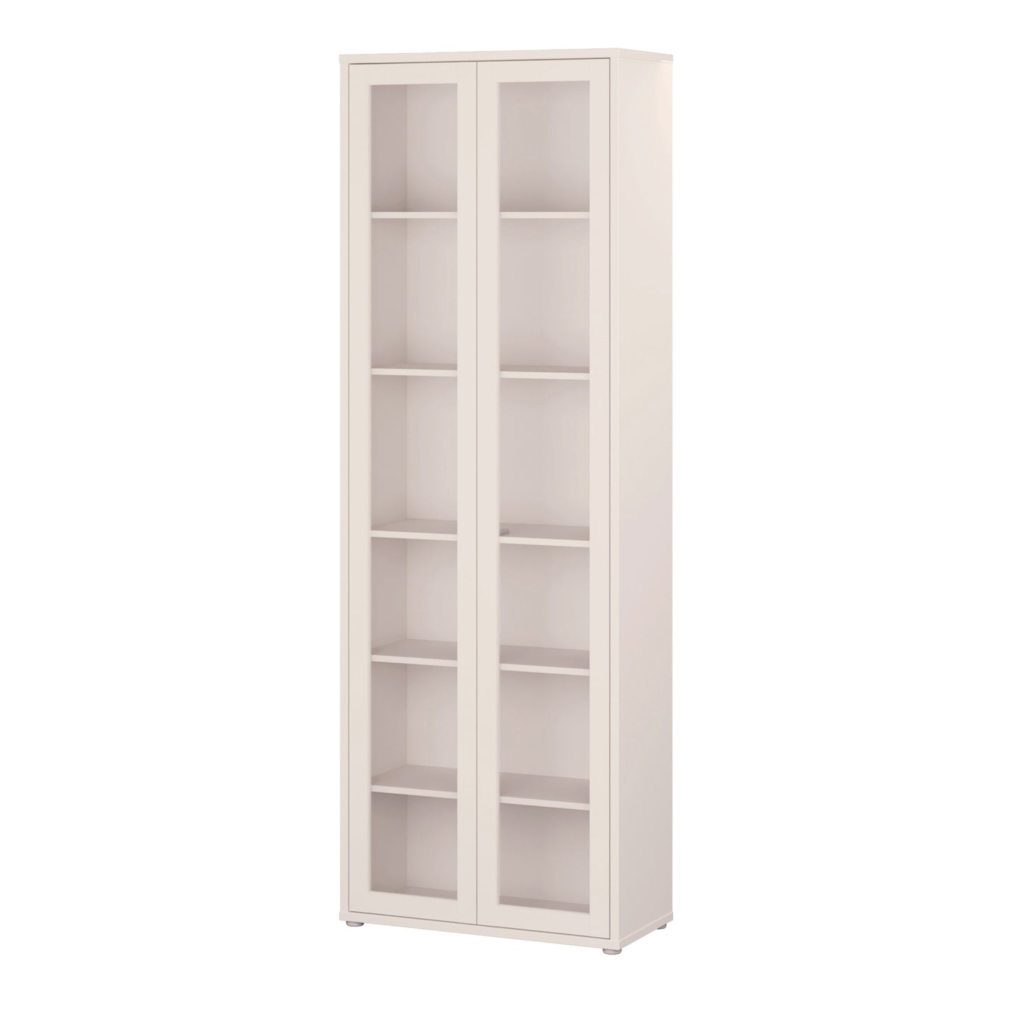 Alice Springs Slim Tall Display Cabinet with 2 Glass Doors Push-to-Open & 5 Shelves in Sand