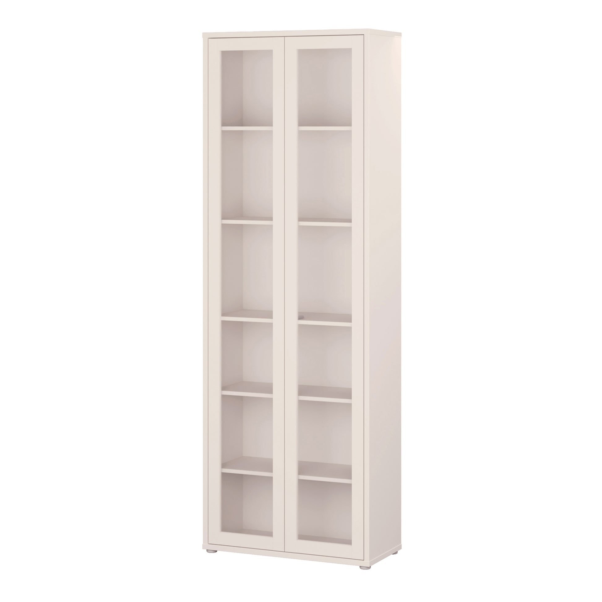 Alice Springs Slim Tall Display Cabinet with 2 Glass Doors Push-to-Open & 5 Shelves in Sand