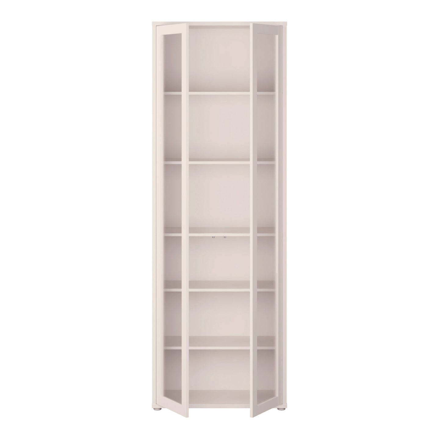 Alice Springs Slim Tall Display Cabinet with 2 Glass Doors Push-to-Open & 5 Shelves in Sand