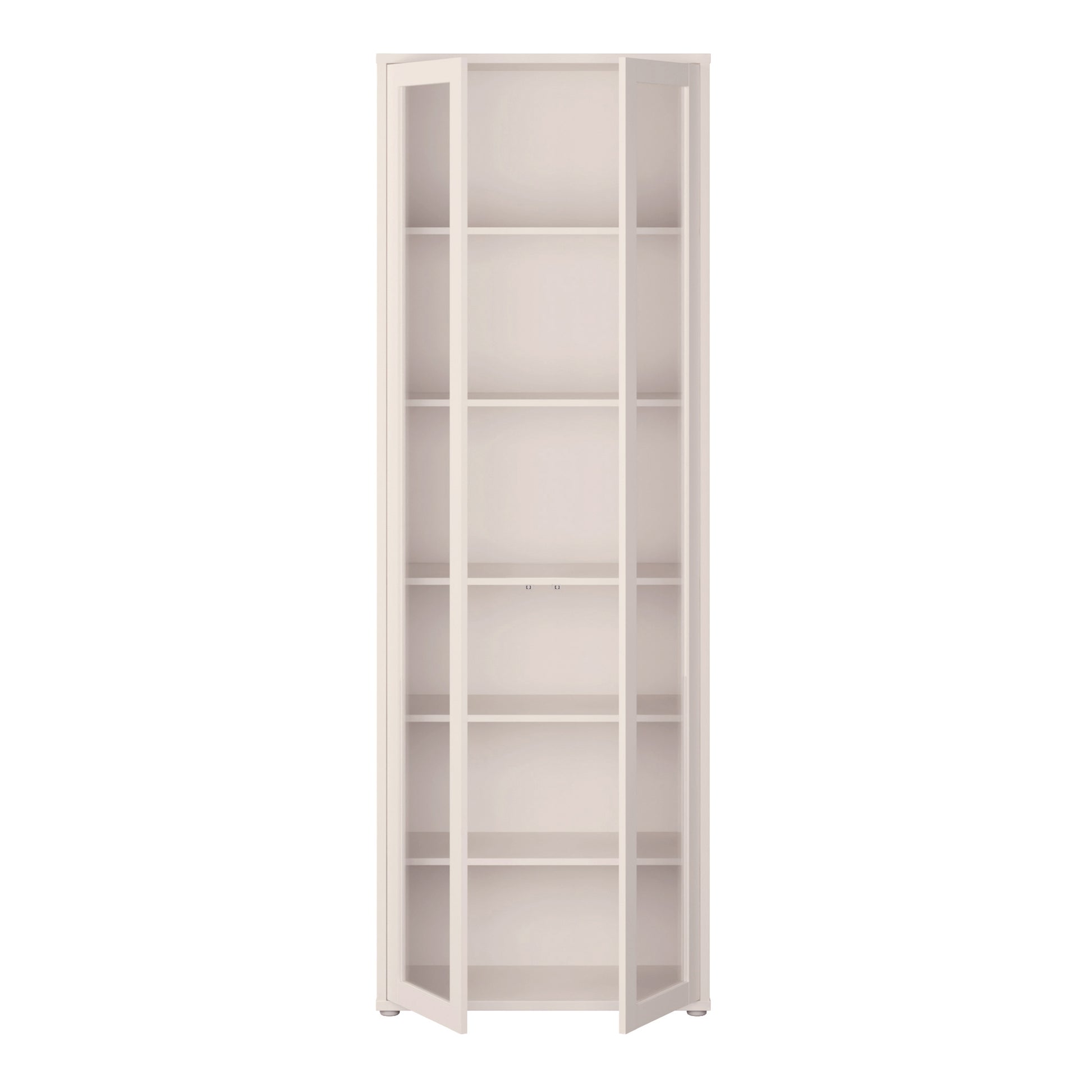 Alice Springs Slim Tall Display Cabinet with 2 Glass Doors Push-to-Open & 5 Shelves in Sand
