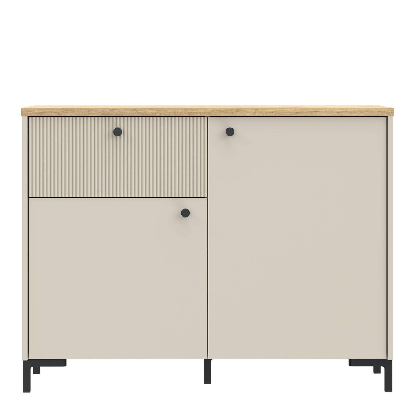 Bixbite Sideboard with Fluted Detail, Drawer & Cupboard in Mauvella Oak and Sand