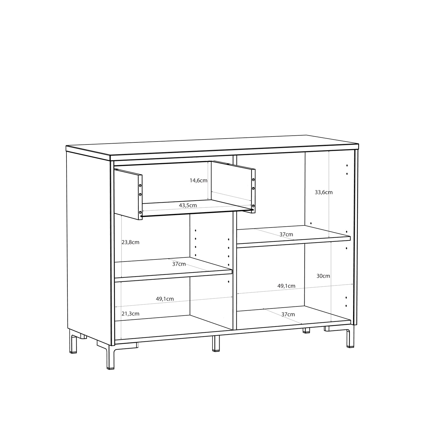 Bixbite Sideboard with Fluted Detail, Drawer & Cupboard in Mauvella Oak and Sand