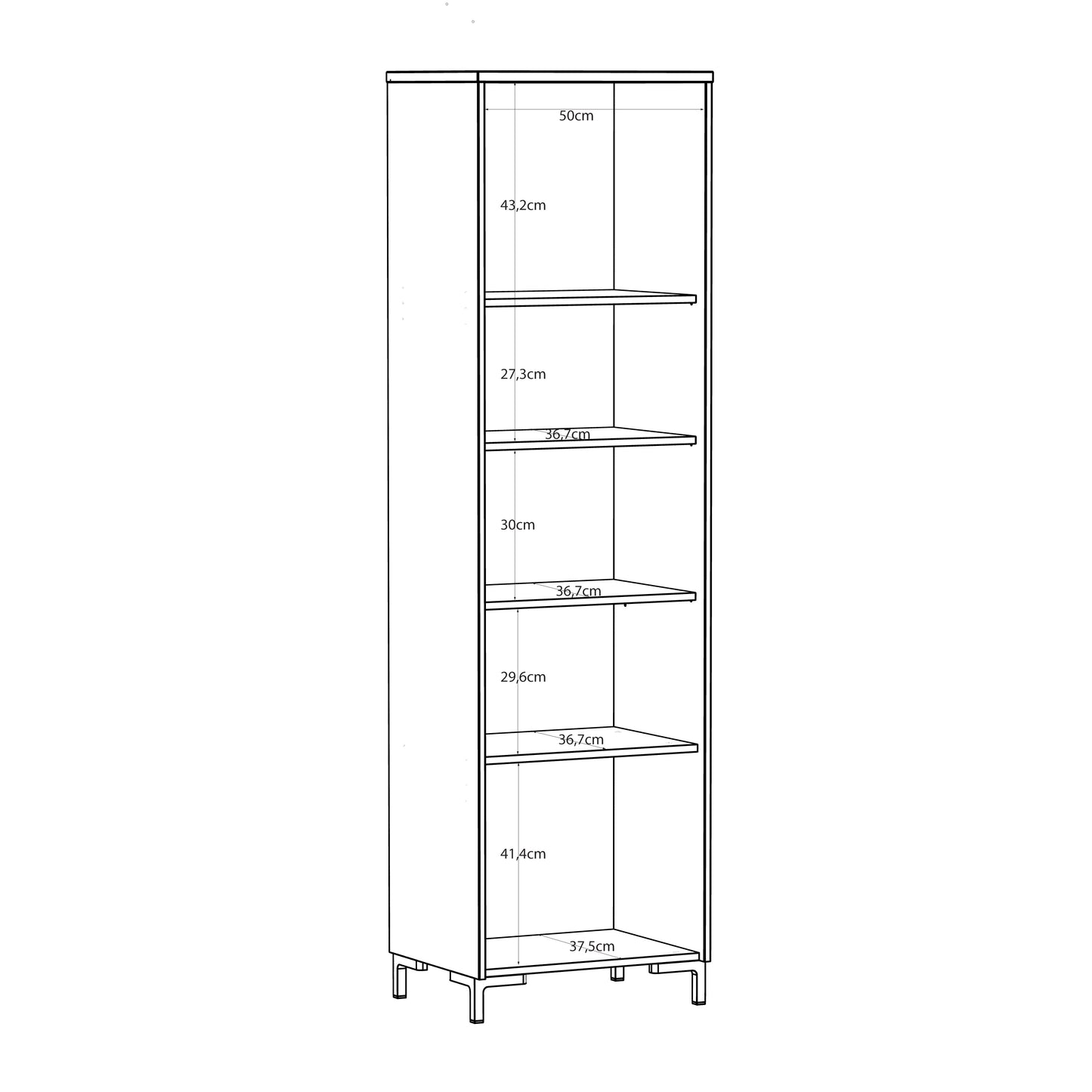 Bixbite Tall Display Cabinet with Fluted Detail, Door & Open Shelving in Mauvella Oak and Sand