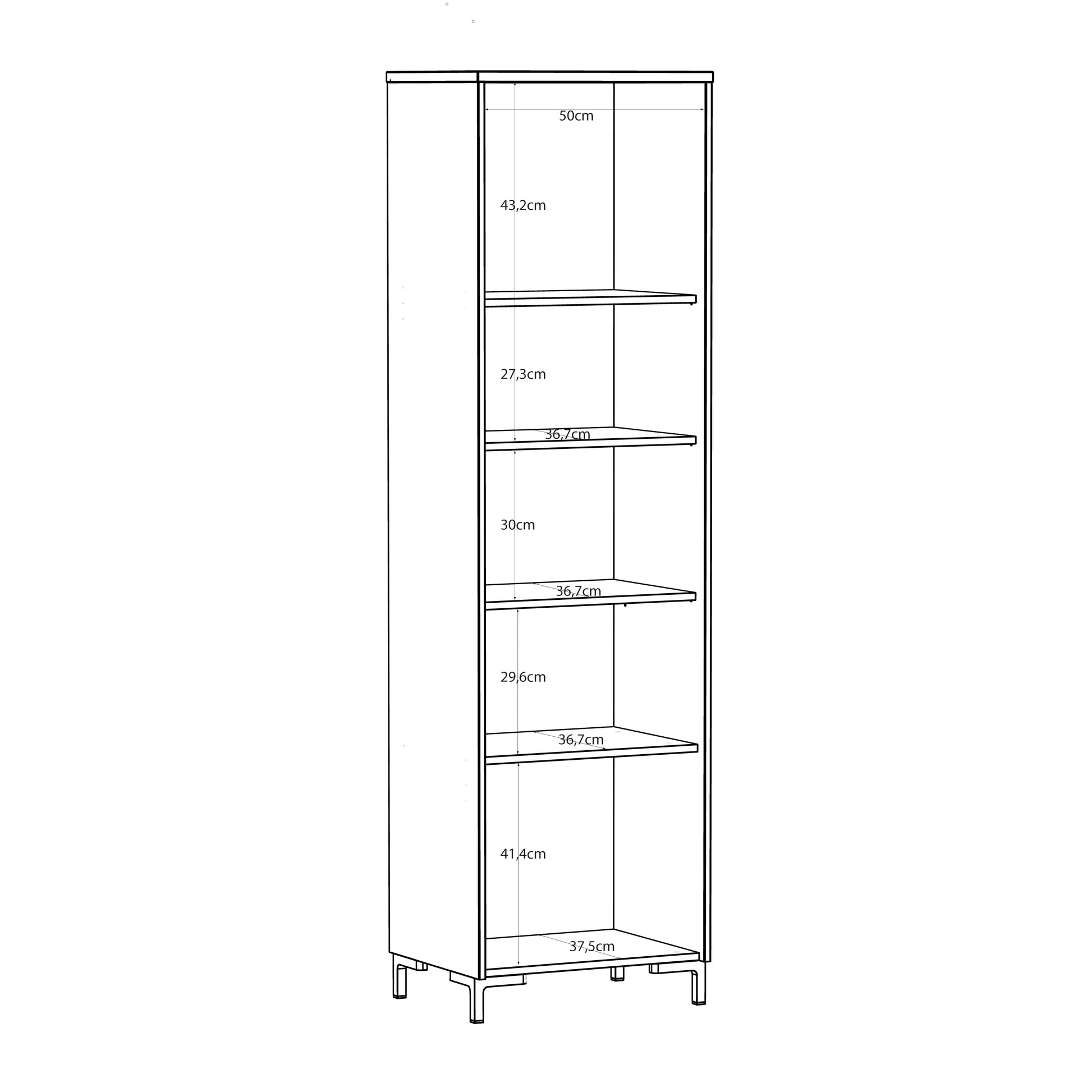 Bixbite Tall Display Cabinet with Fluted Detail, Door & Open Shelving in Mauvella Oak and Sand