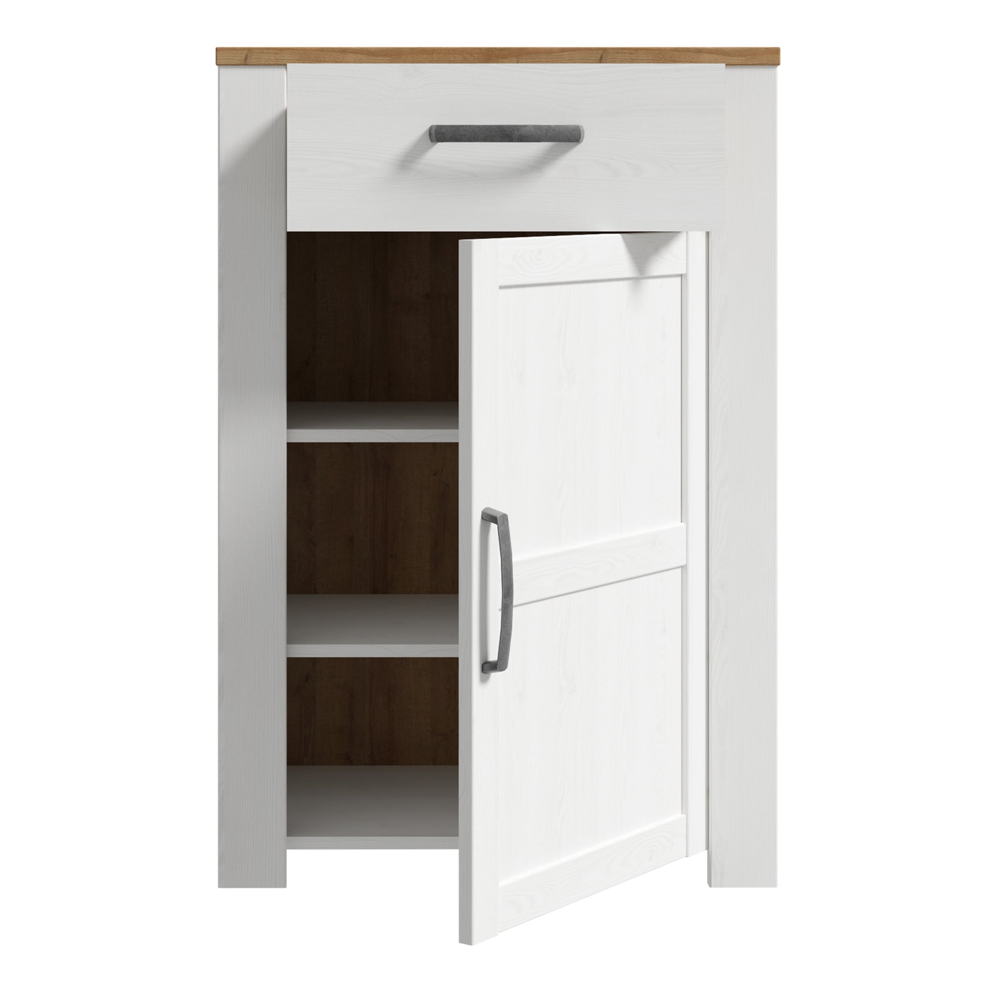 Bohol 1 Door 1 Drawer Shoe Cabinet in Riviera Oak/White
