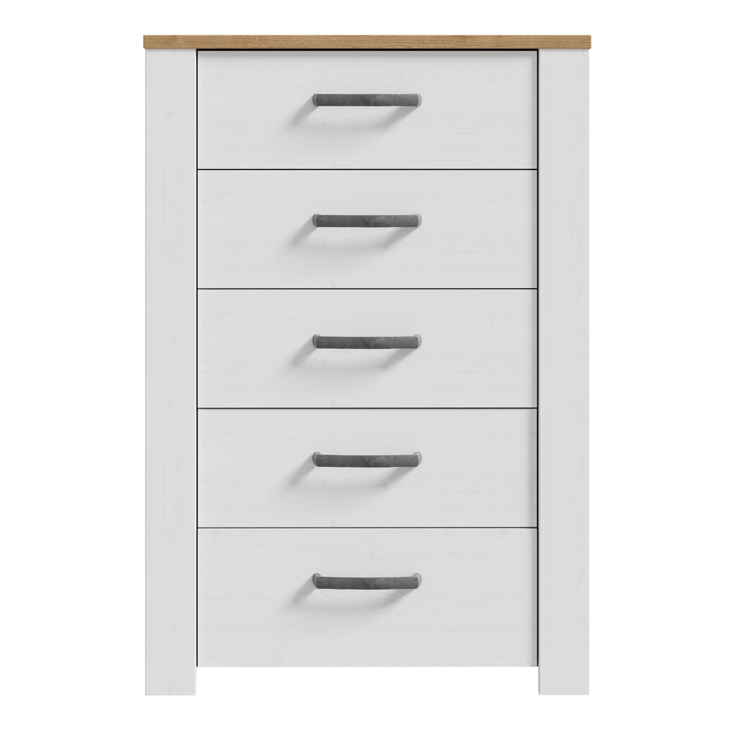 Bohol 5 Drawer Narrow Chest in Riviera Oak/White