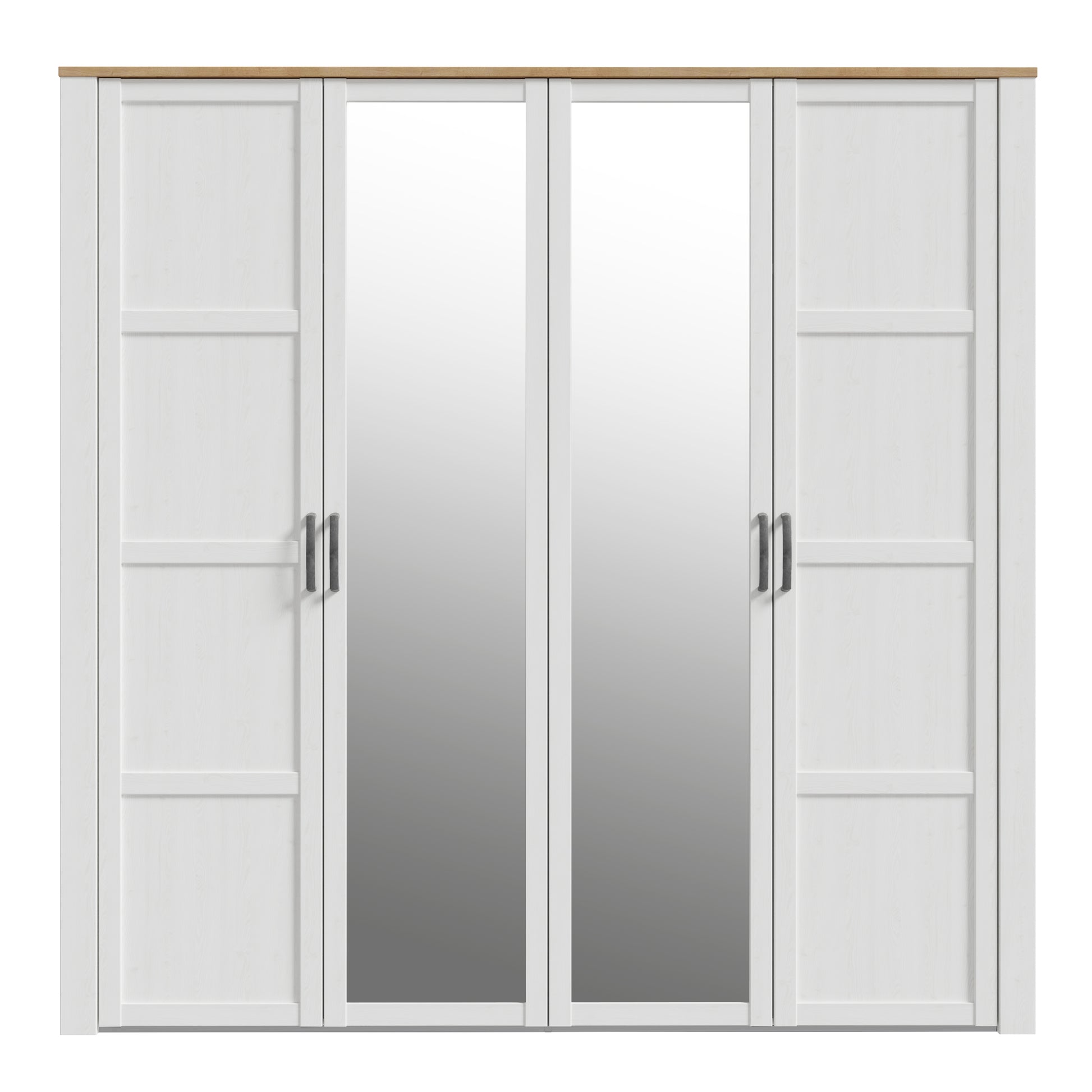 Bohol 2 Door 2 Mirrored Door Wardrobe in Riviera Oak/White