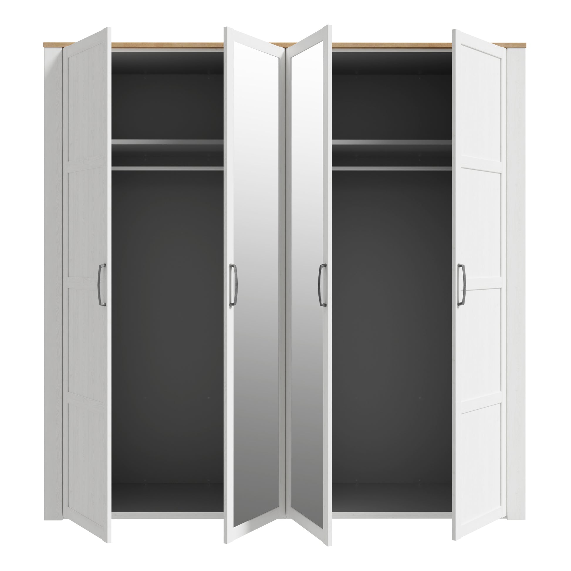 Bohol 2 Door 2 Mirrored Door Wardrobe in Riviera Oak/White