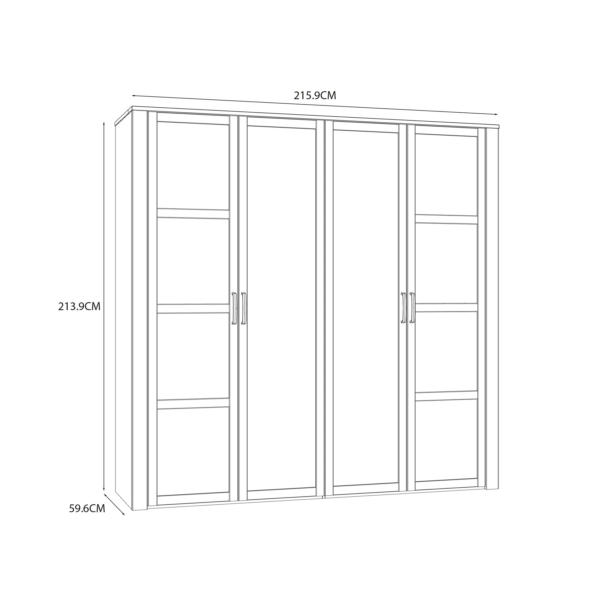 Bohol 2 Door 2 Mirrored Door Wardrobe in Riviera Oak/White