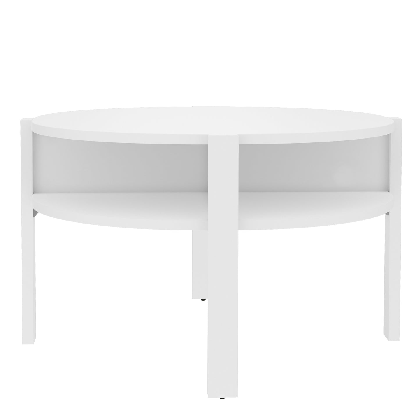 Tobago Round Coffee Table with Open Shelf in White