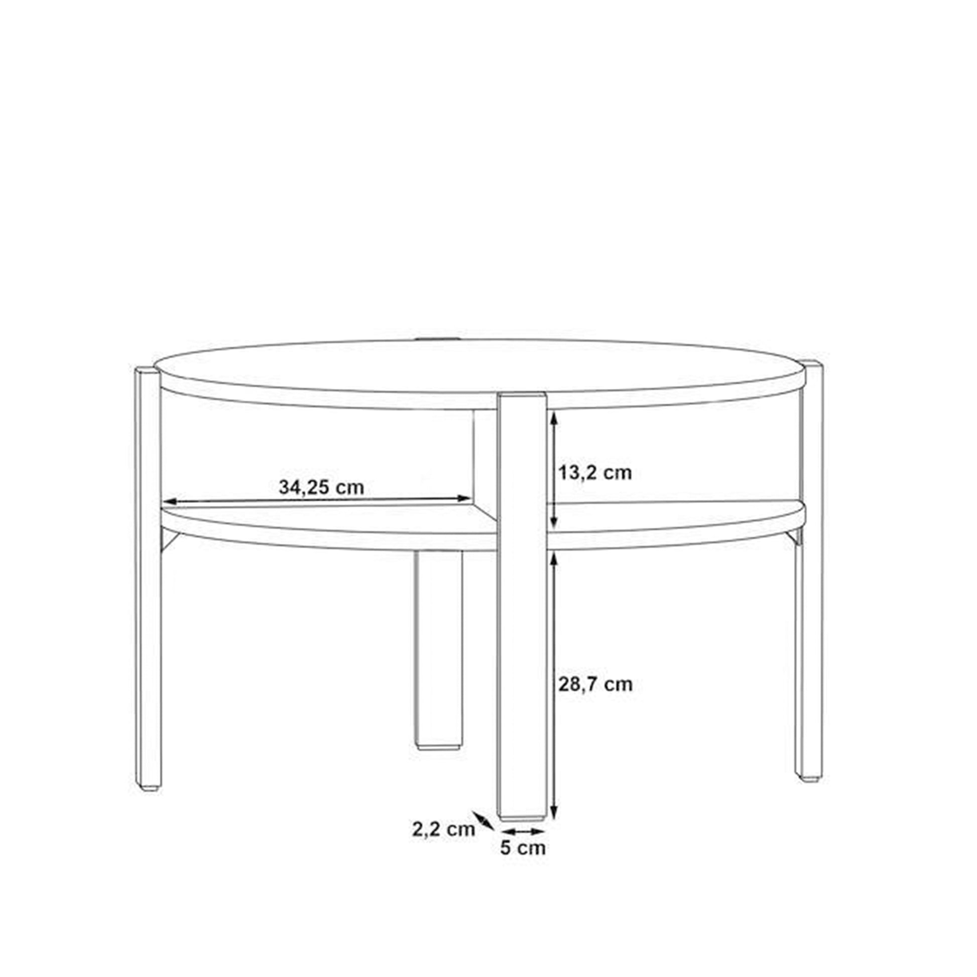 Tobago Round Coffee Table with Open Shelf in White