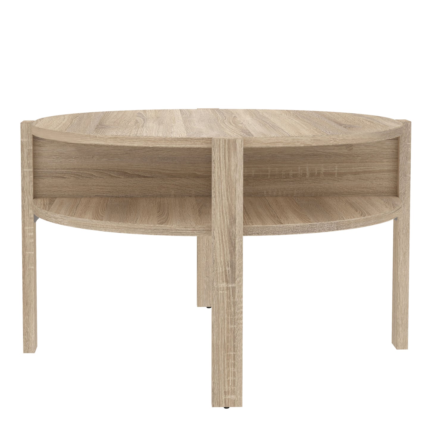 Tobago Round Coffee Table with Open Shelf in Sonoma Oak
