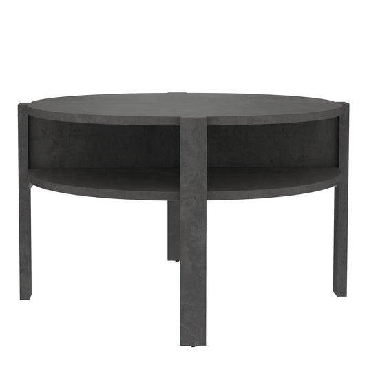Tobago Round Coffee Table with Open Shelf in Optic Dark Grey
