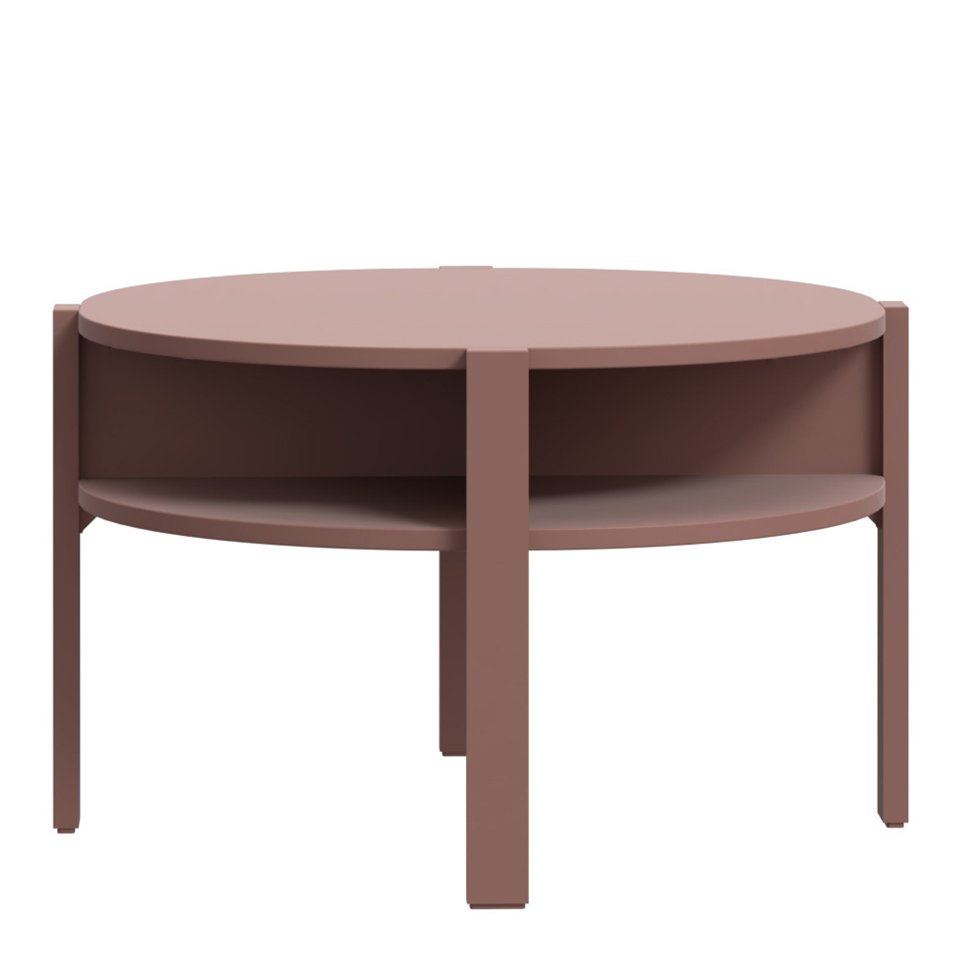 Tobago Round Coffee Table with Open Shelf in Terracotta