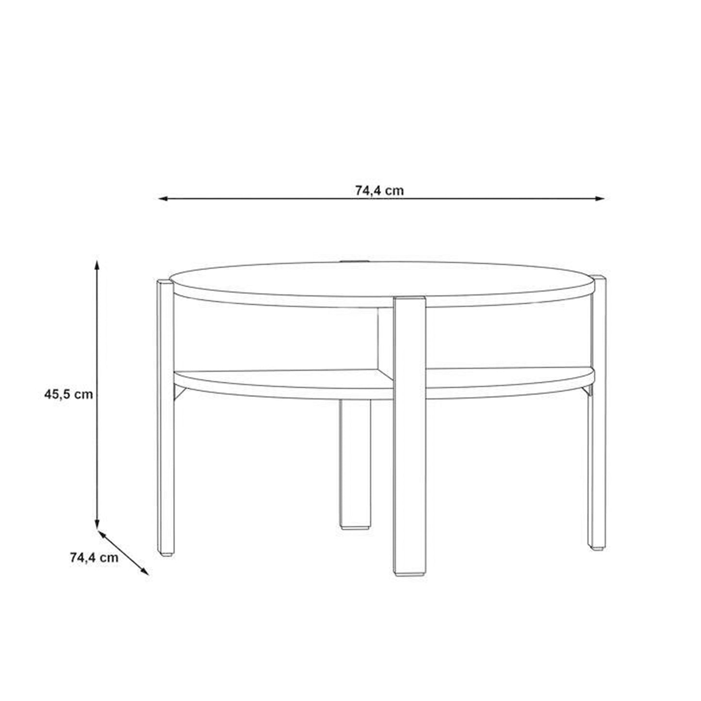 Tobago Round Coffee Table with Open Shelf in Black