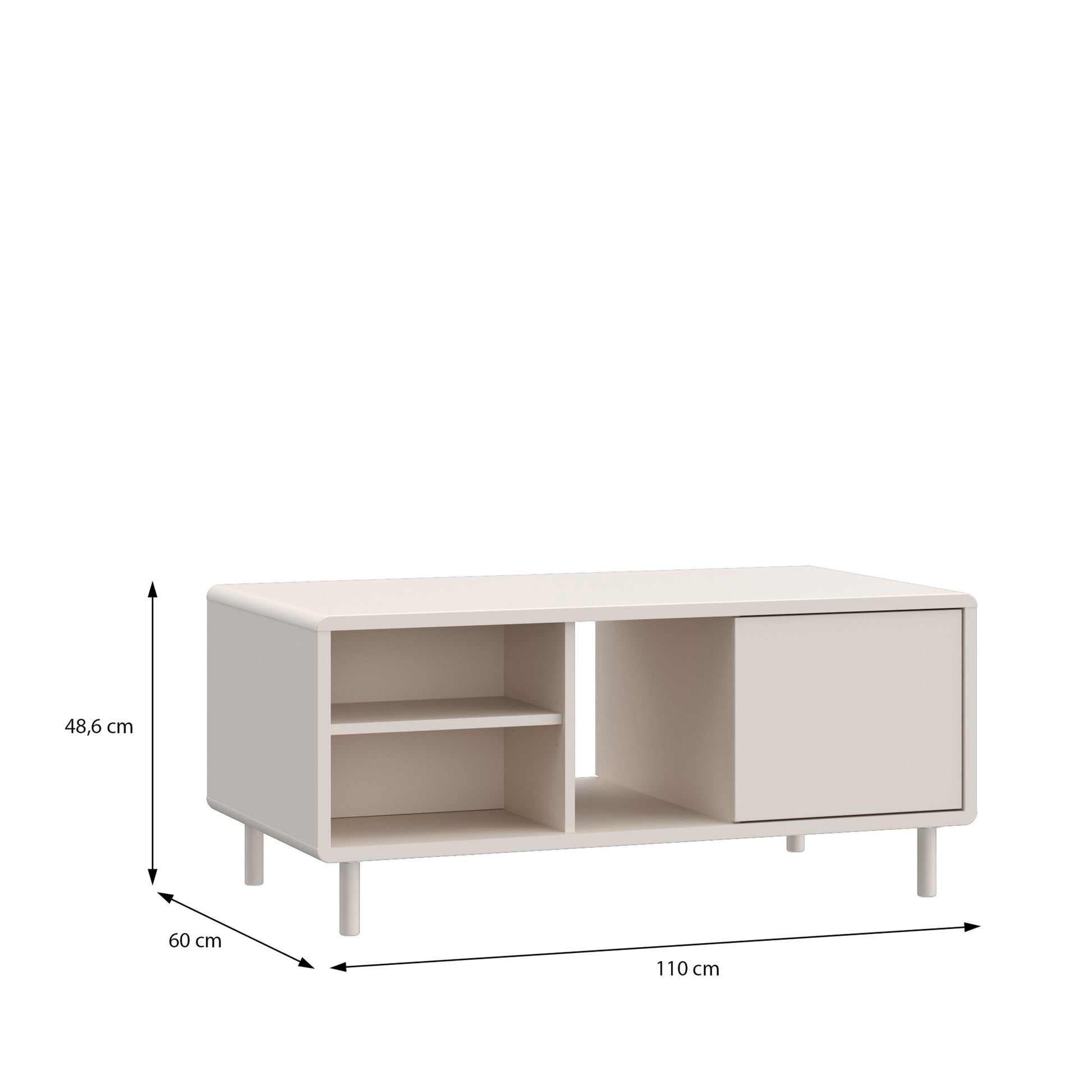 Playly Coffee Table with Open Shelf and Door