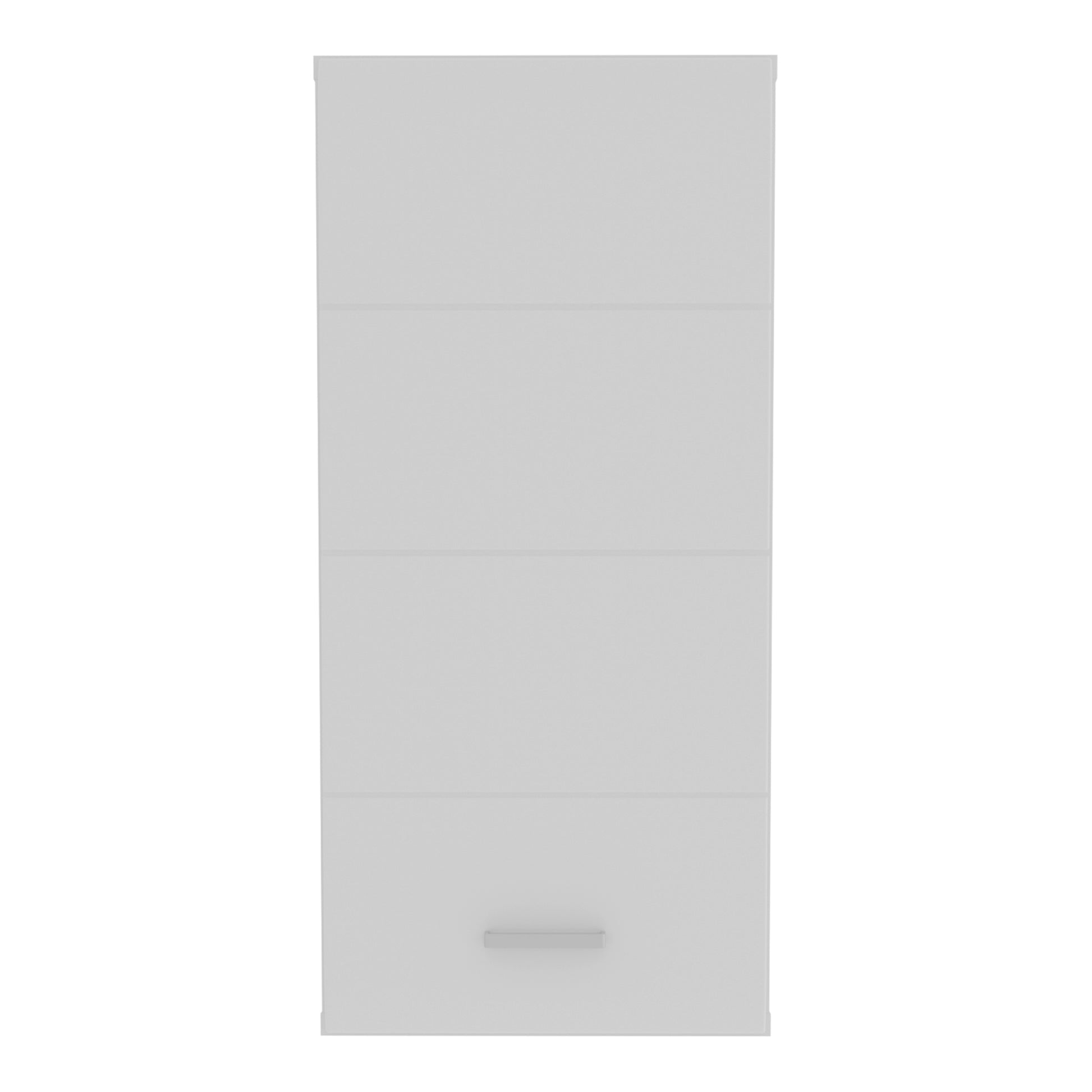 Ice Cave Hanging Storage Cupboard with 1 Door & Silver Handle in White with White Gloss Door