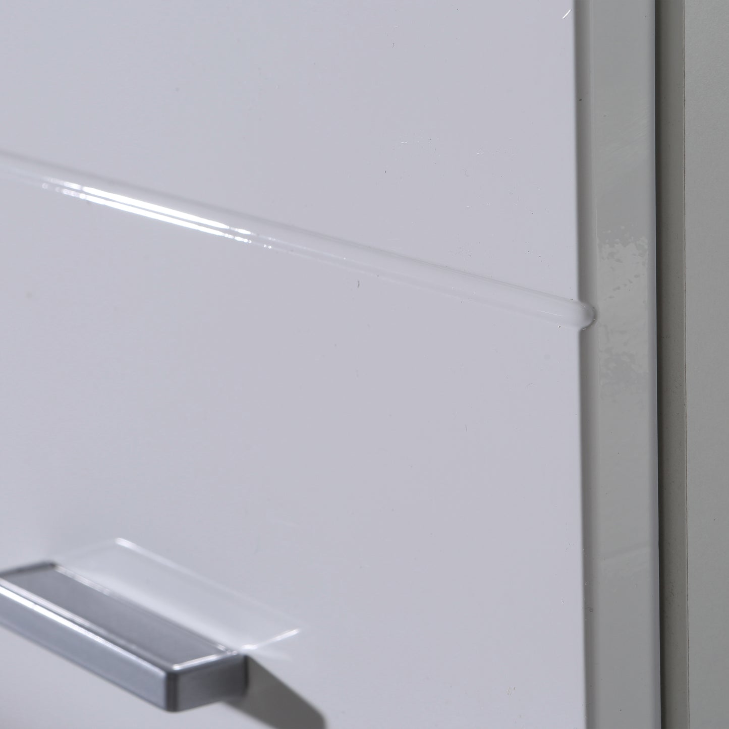 Ice Cave Hanging Storage Cupboard with 1 Door & Silver Handle in White with White Gloss Door