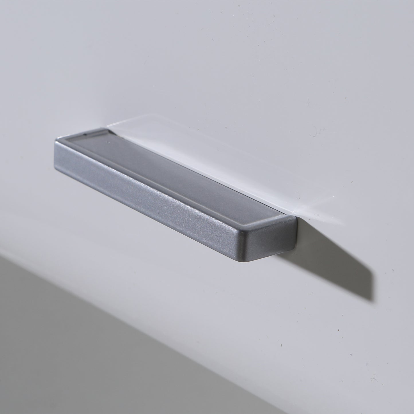 Ice Cave Hanging Storage Cupboard with 1 Door & Silver Handle in White with White Gloss Door