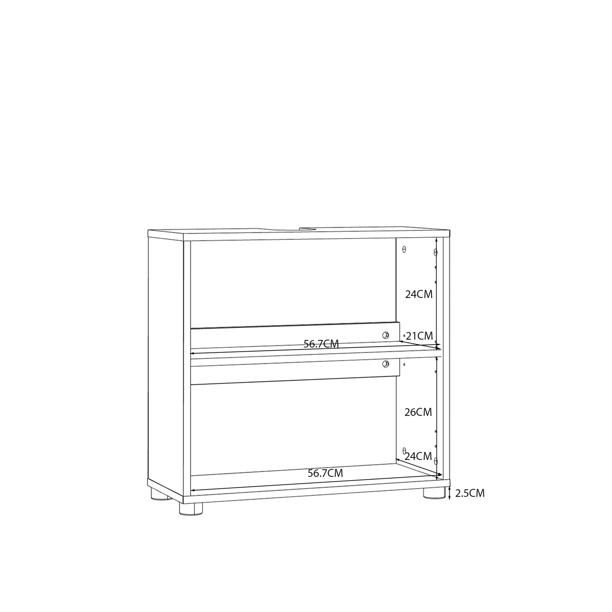 Ice Cave Under Sink Bathroom Cabinet with 2 Doors & Silver Handles in White with White High Gloss Doors