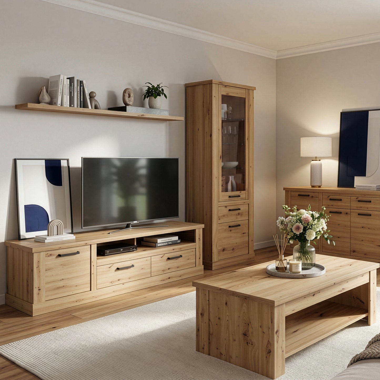 Corona 200cm Wall Shelf in Artisan Oak