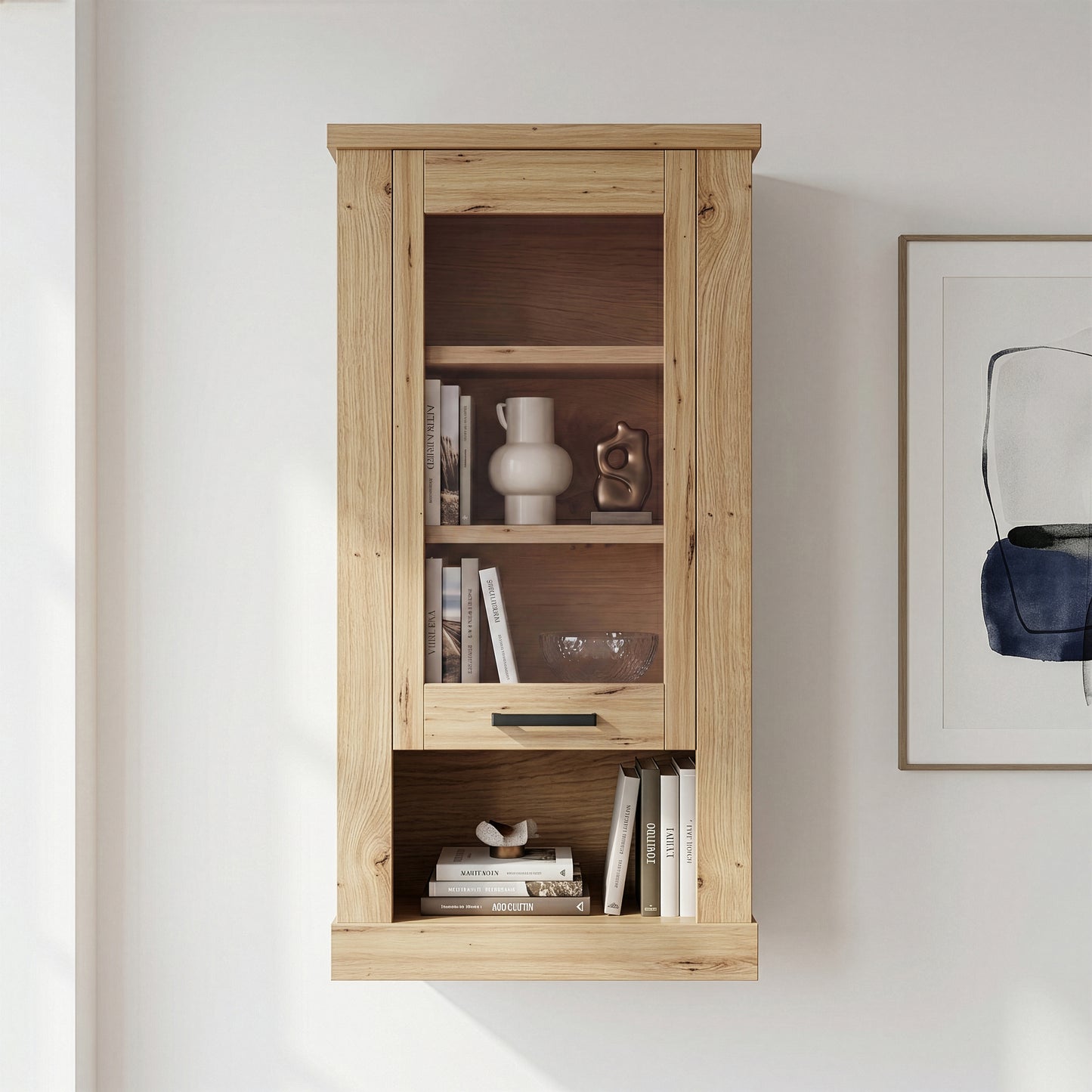 Corona Wall Display cabinet in Artisan Oak