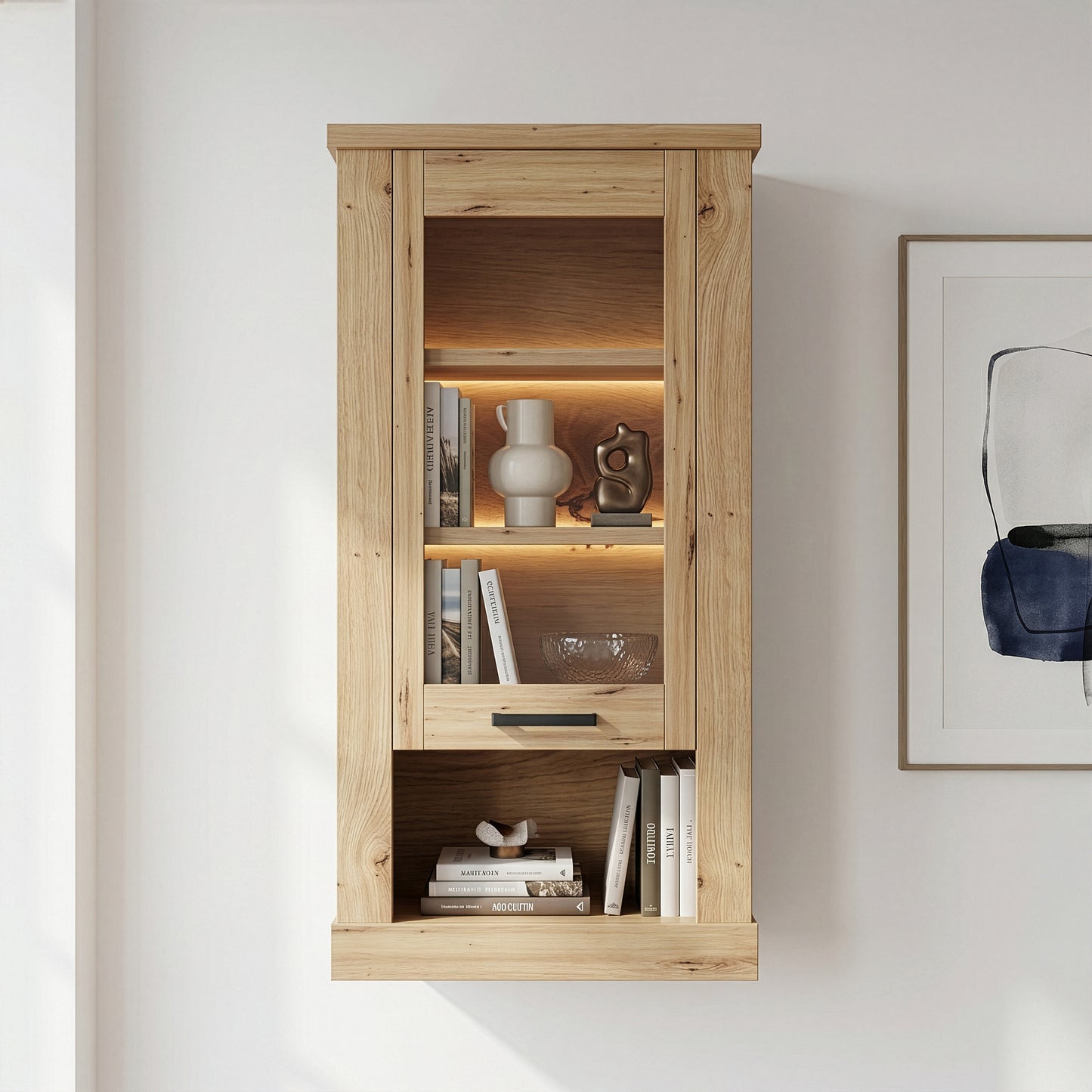 Corona Wall Display cabinet in Artisan Oak