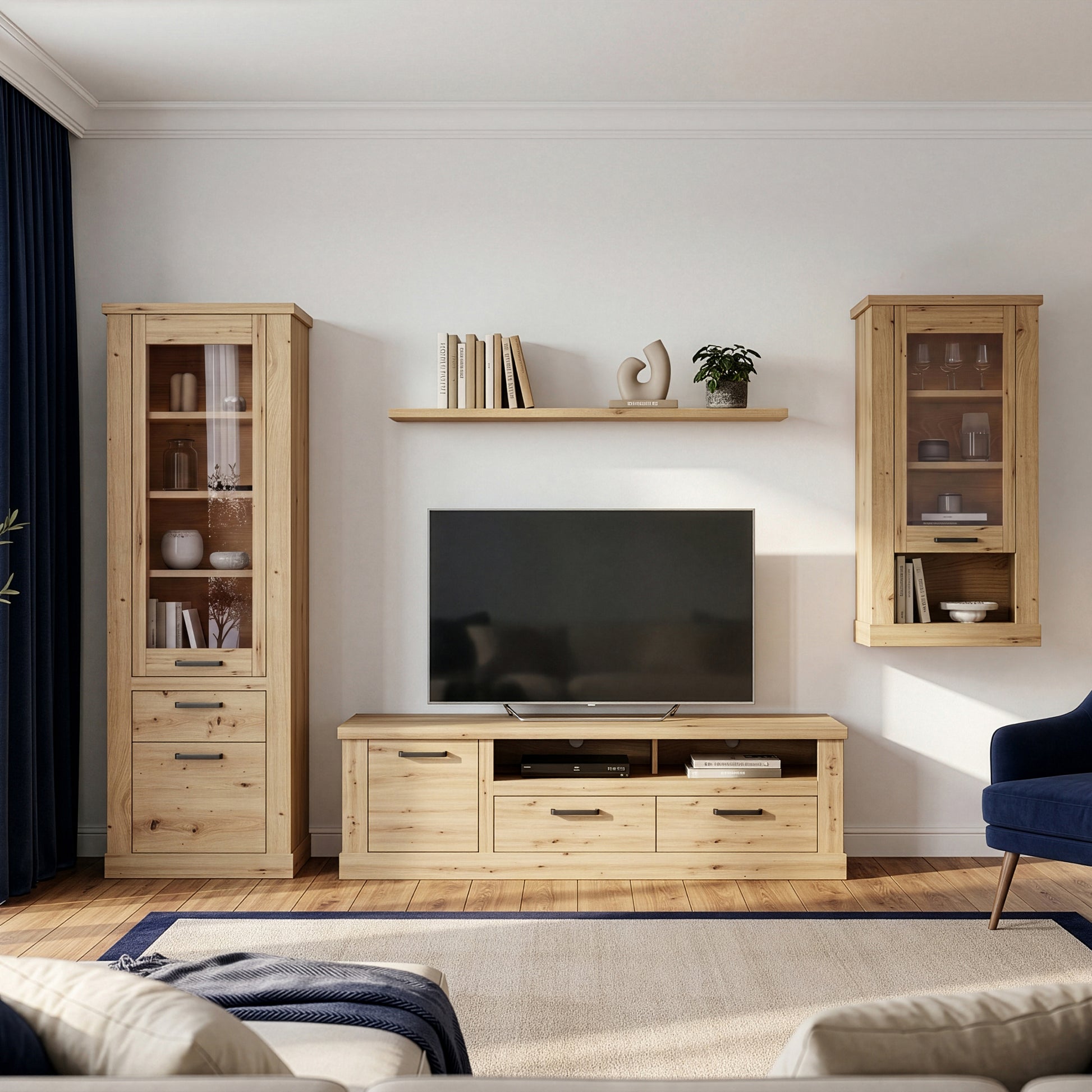 Corona Wall Display cabinet in Artisan Oak