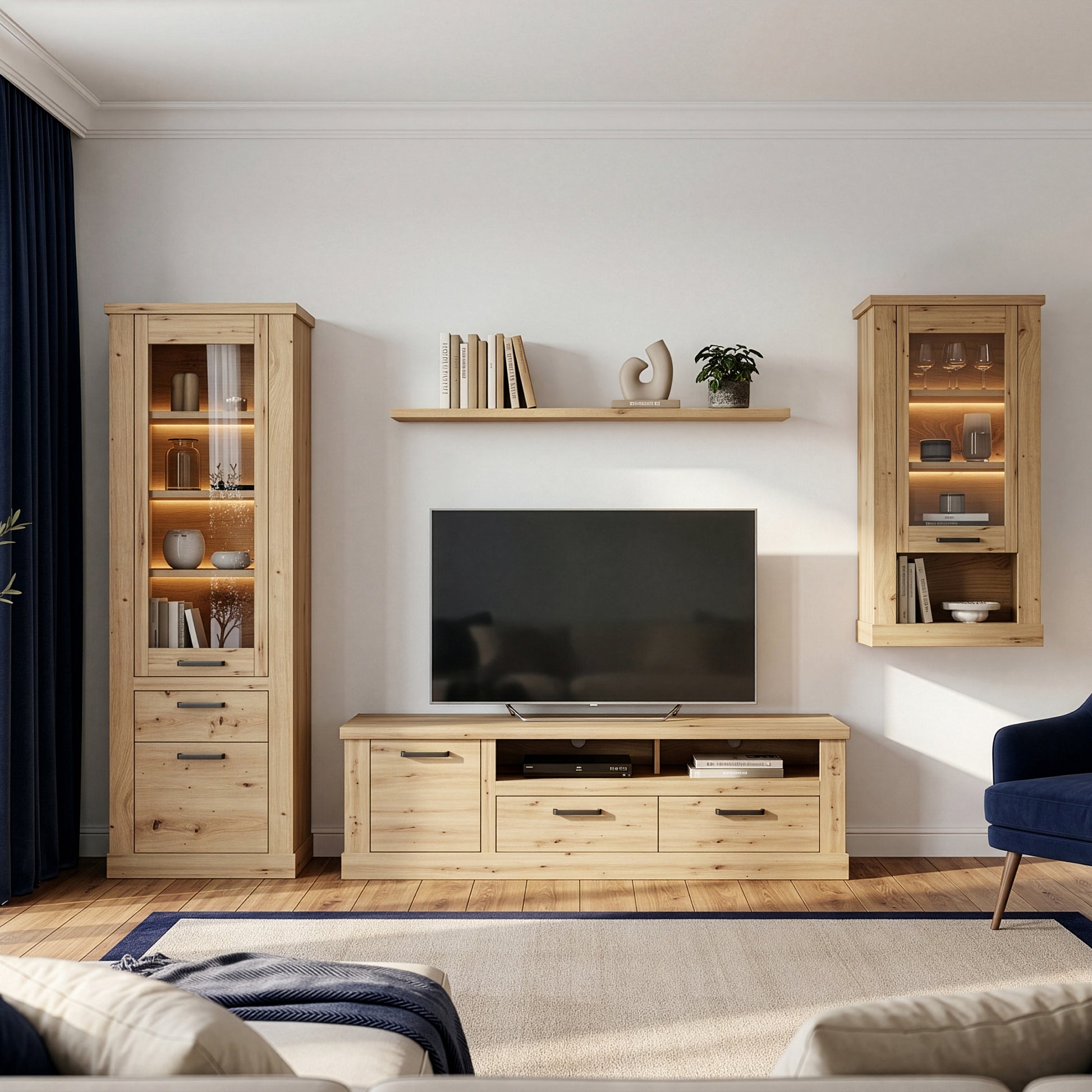 Corona Wall Display cabinet in Artisan Oak