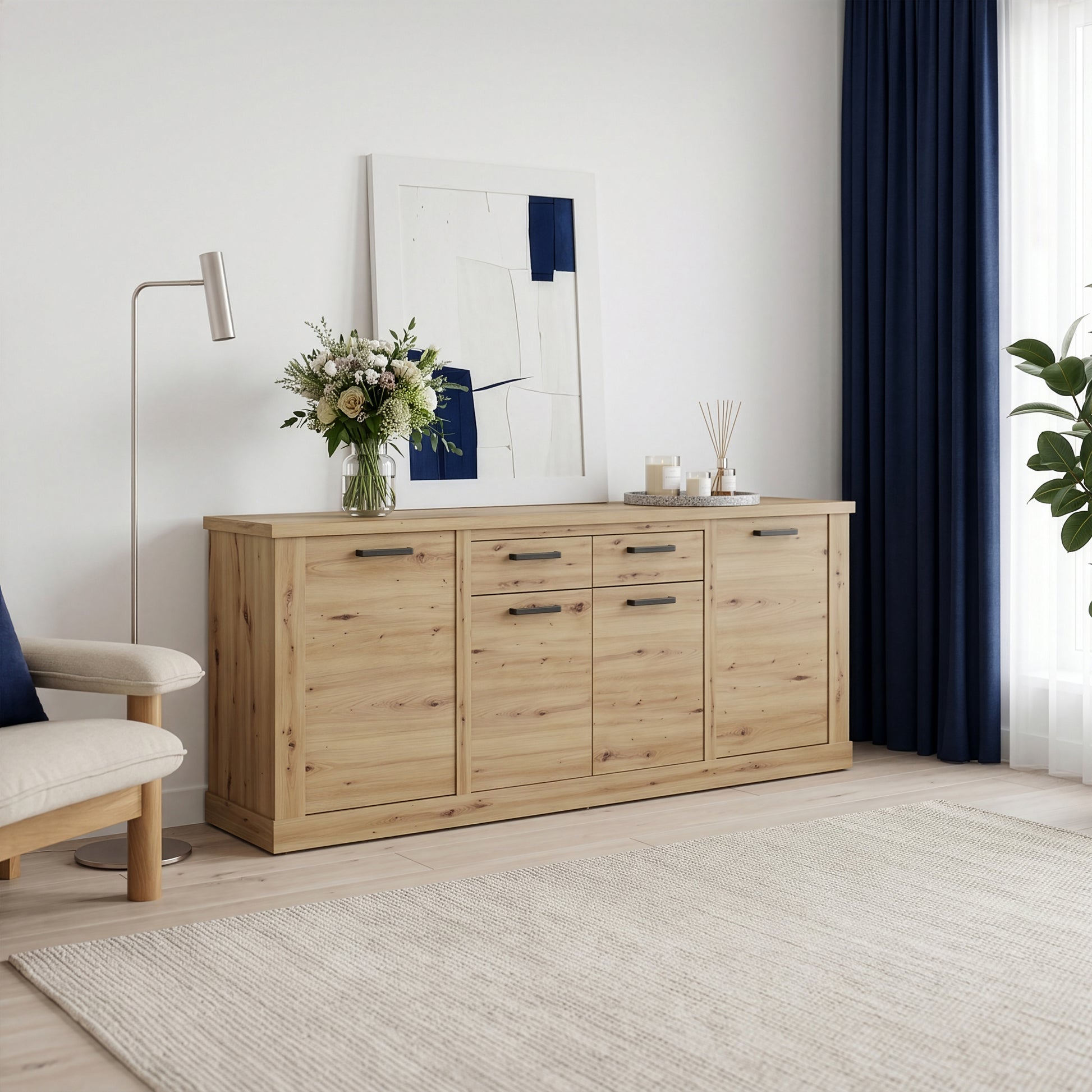 Corona 4 Door 2 Drawer Sideboard in Artisan Oak