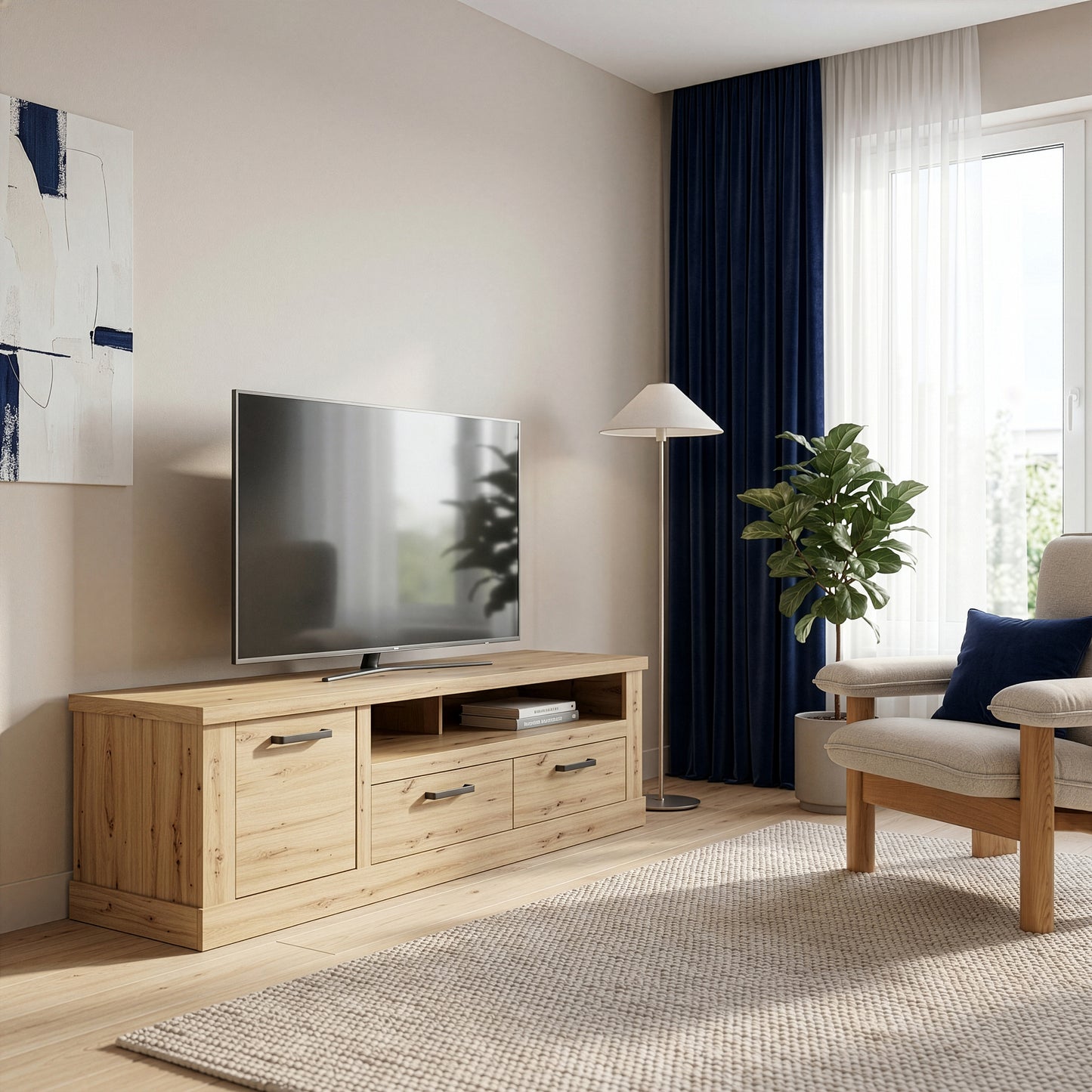Corona 2 Drawer 1 Door Coffee TV Unit in Artisan Oak