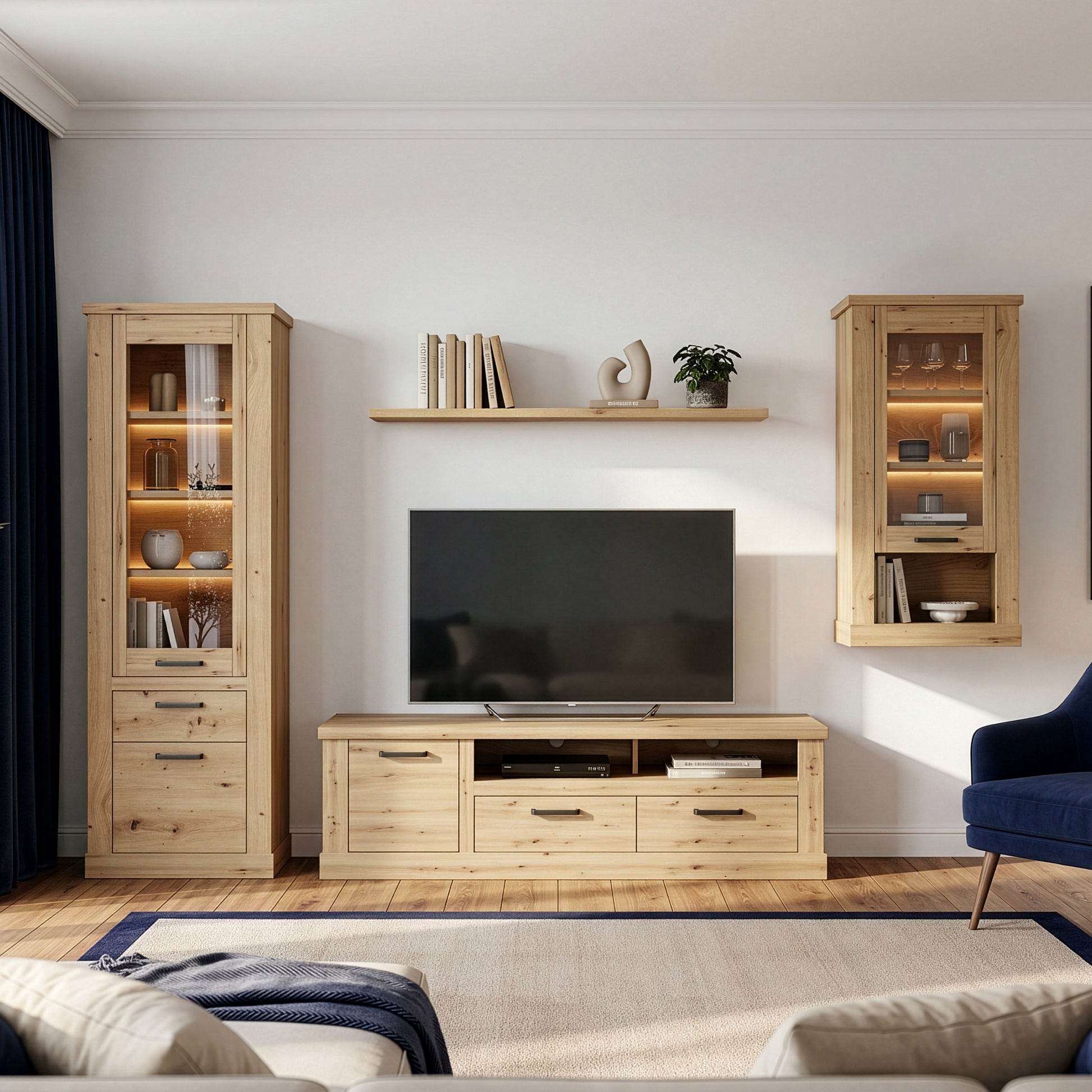 Corona 2 Drawer 1 Door Coffee TV Unit in Artisan Oak