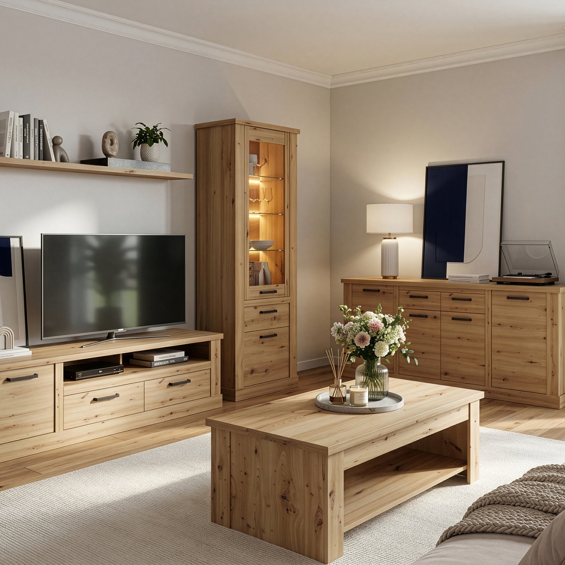 Corona Narrow Display Cabinet in Artisan Oak