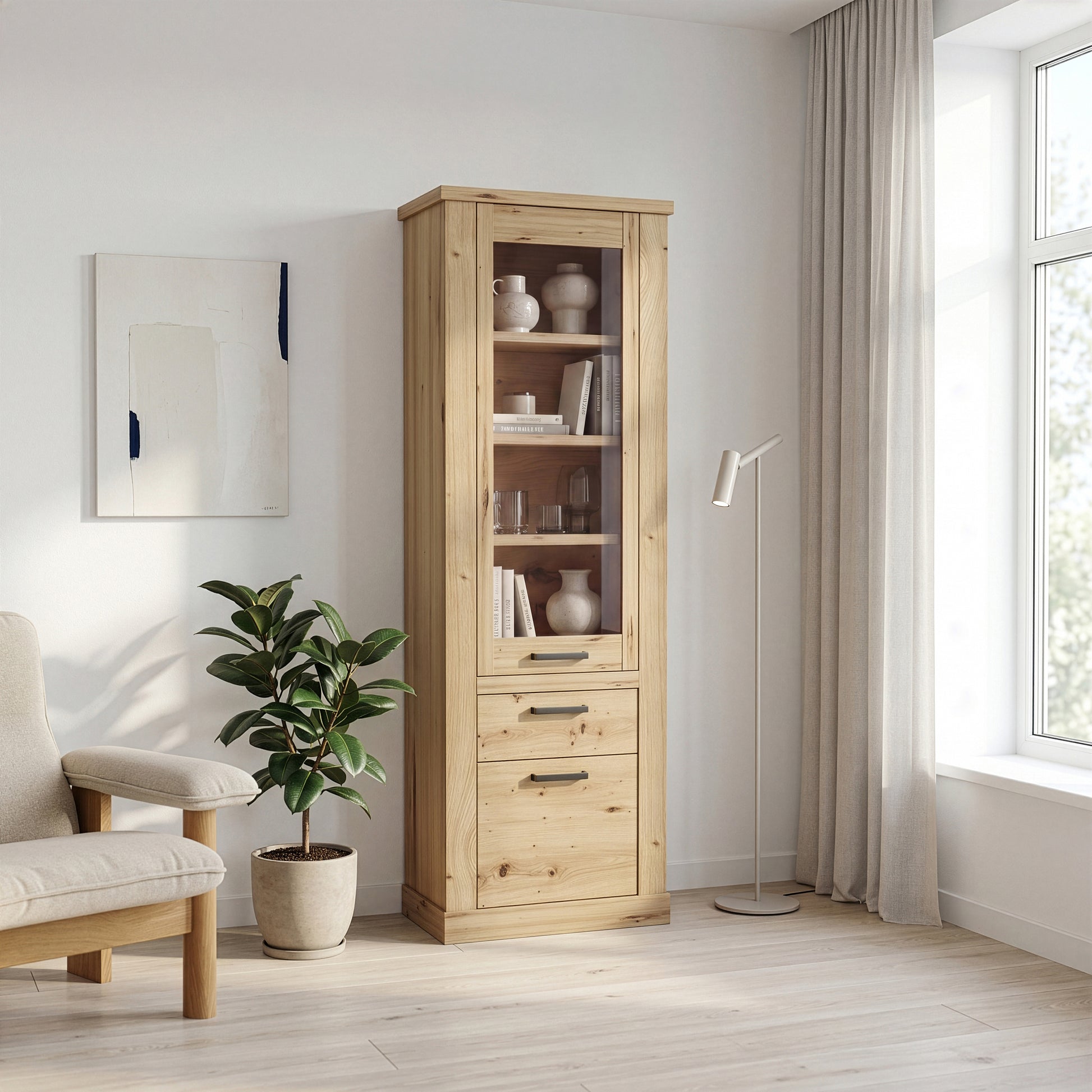Corona Narrow Display Cabinet in Artisan Oak
